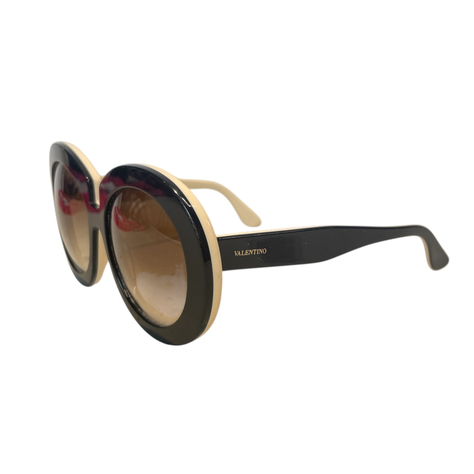 VALENTINO/Sunglasses/Plastic/BLK/L's/Italy/sil hardware/cre inside view 2