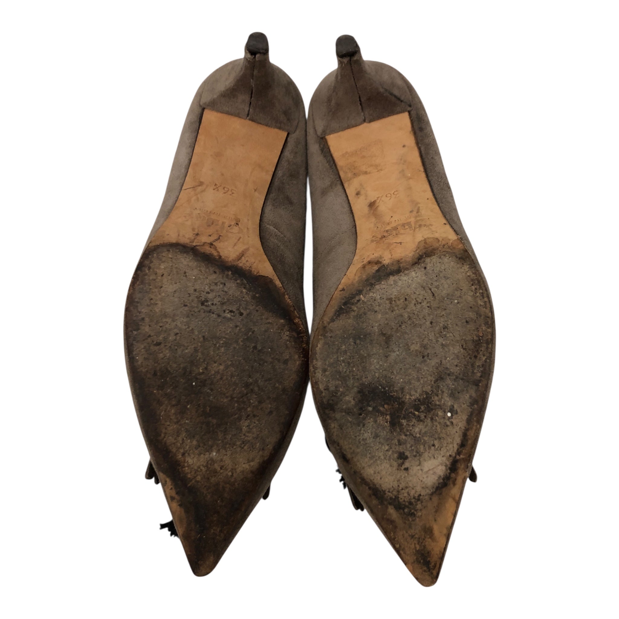 Chloe/Heels/US 5.5/Suede/GRY/FRINGE WITH BOW ON TOE view 5