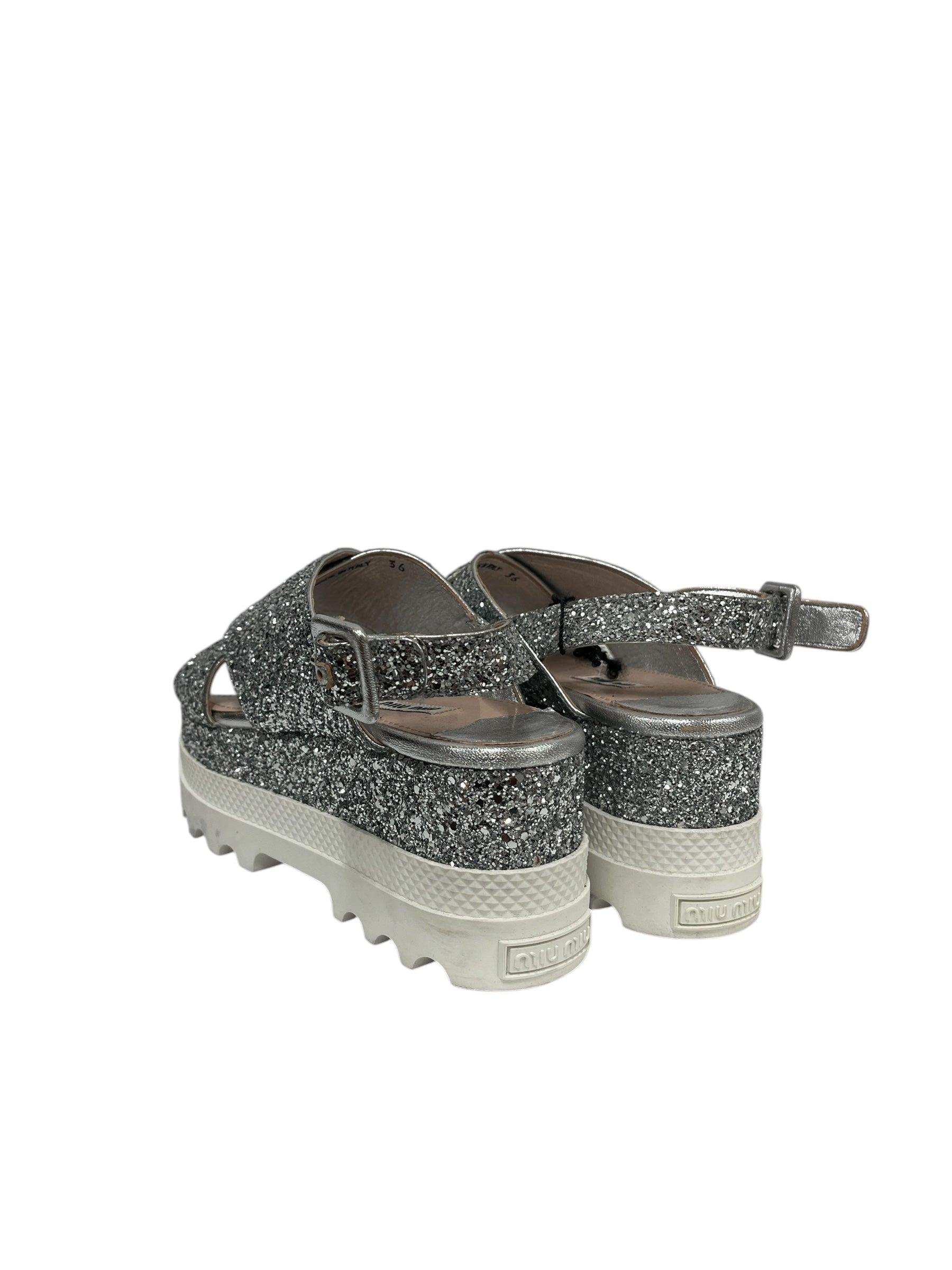 MIU MIU/Sandals/EU 36/SLV/SPARKLY GLITTER SANDALSa view 2