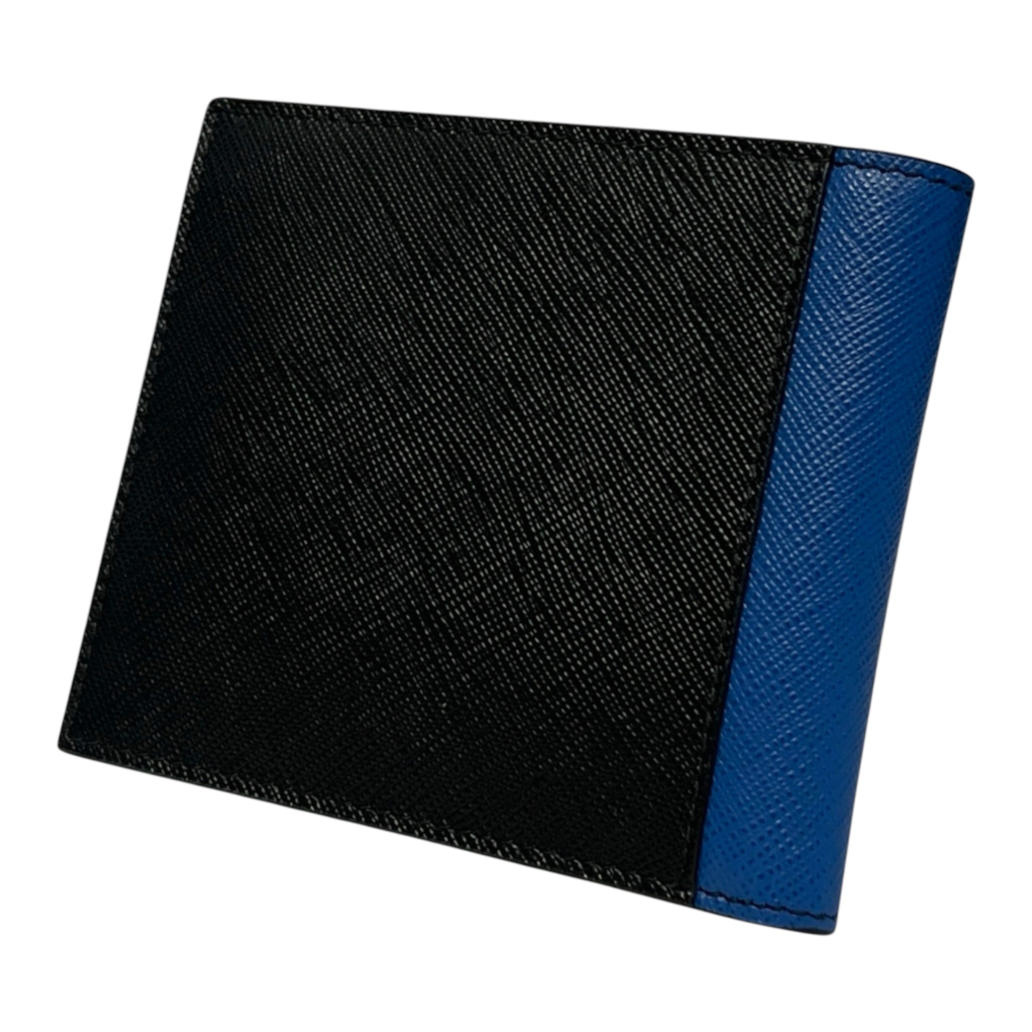 PRADA/Bifold Wallet/Leather/BLK/BLUE LOGO view 2