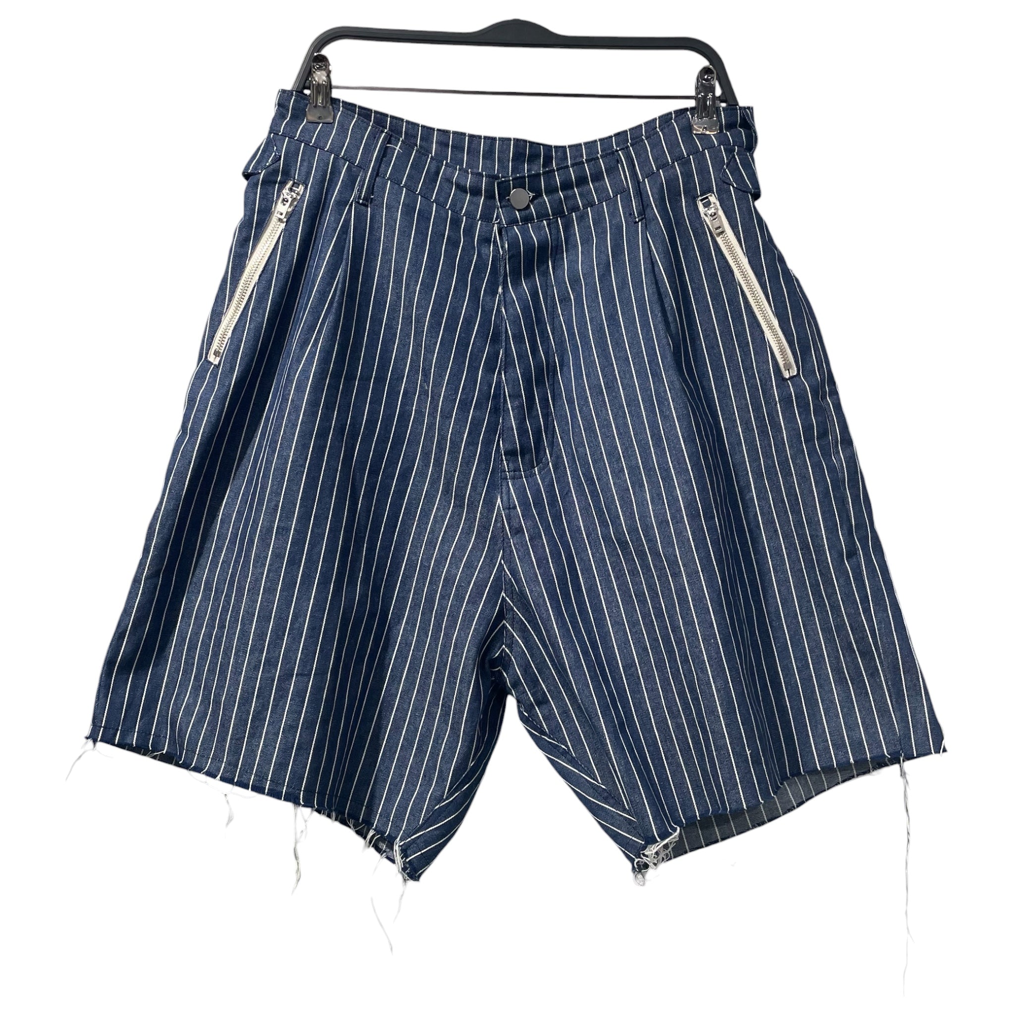 PINE/Shorts/34/Cotton/BLU/Distressed/Stripe/blue short/white stripe. view 1