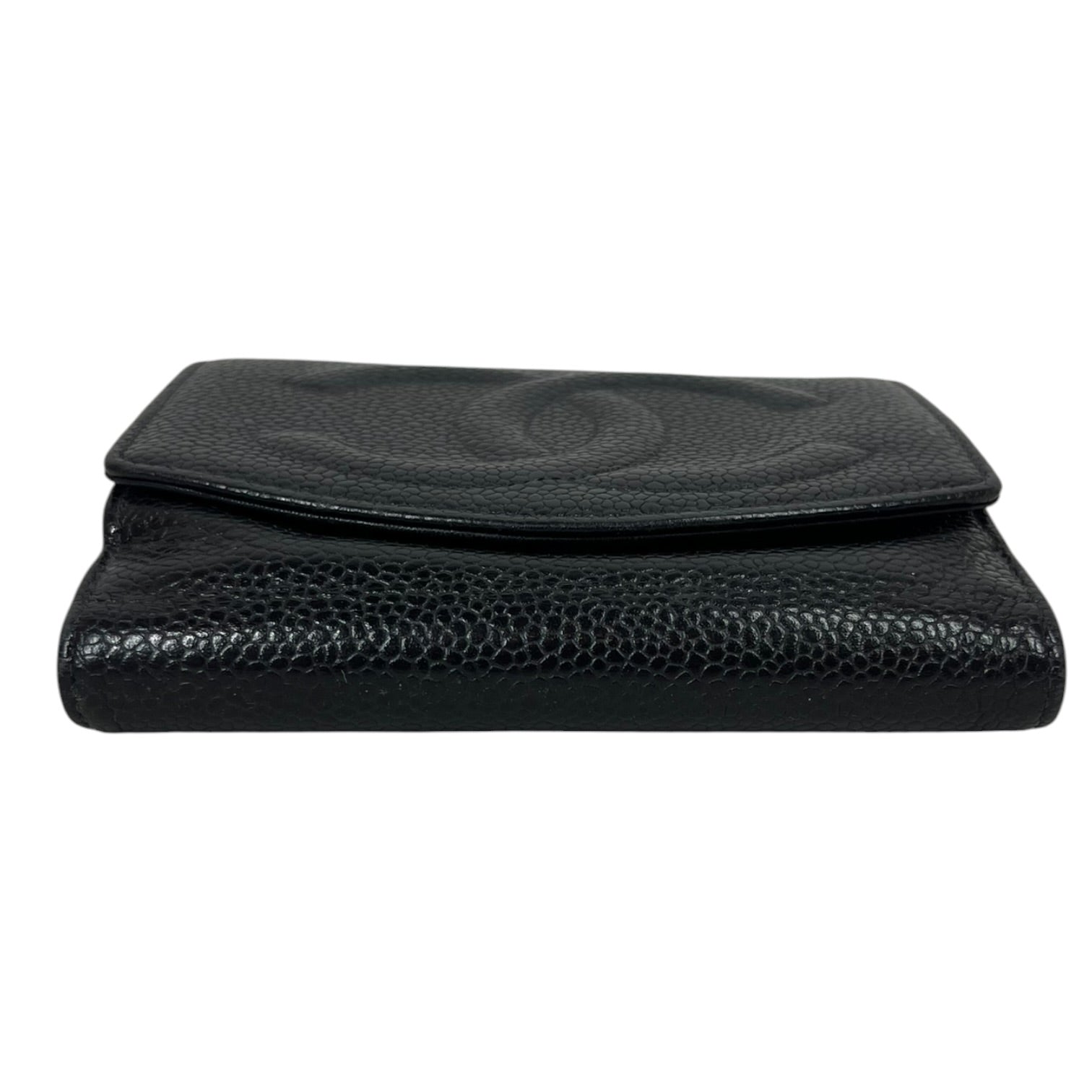 CHANEL/Trifold Wallet/Leather/BLK/L's/CAVIAR DOUBLE C TRIFOLD view 4