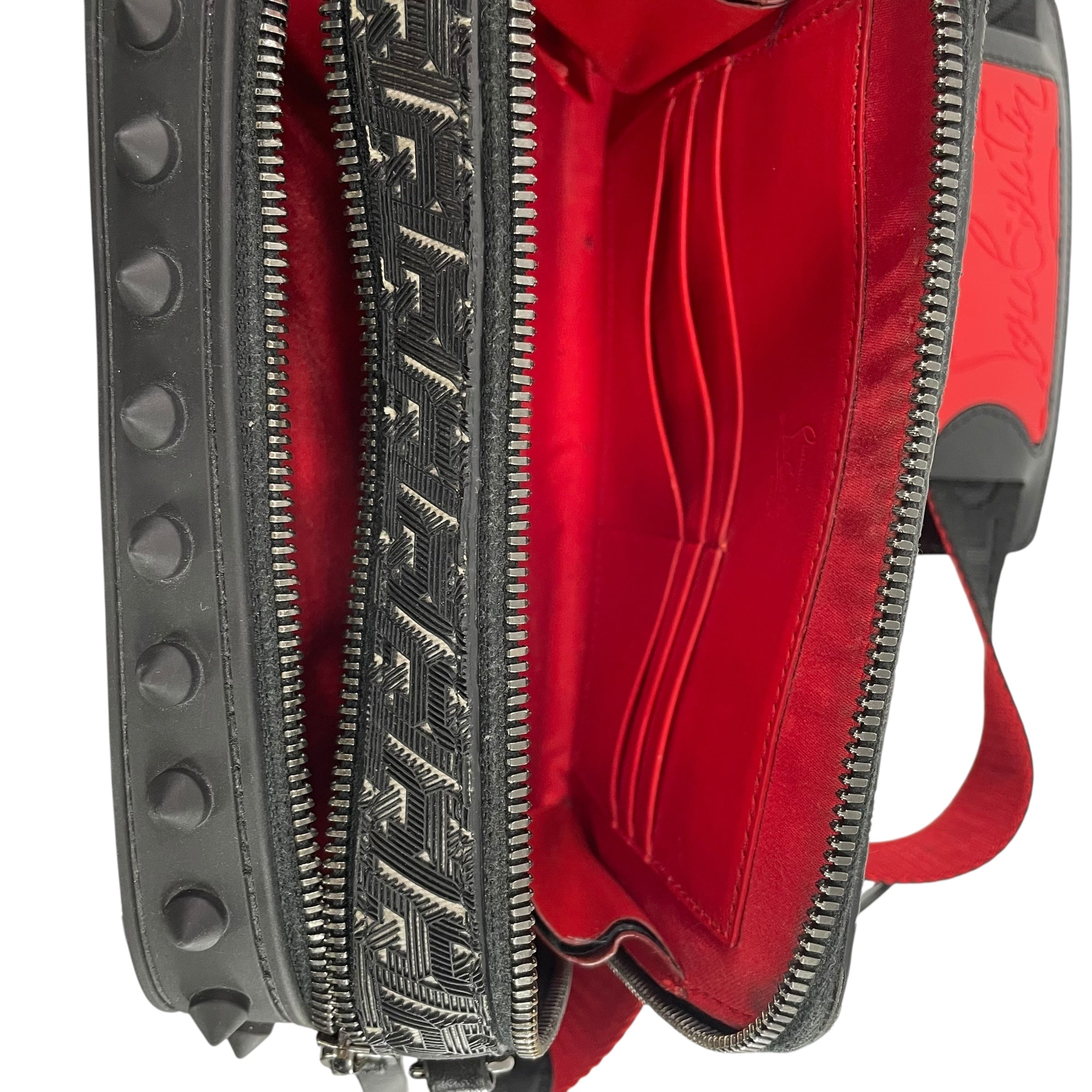 Christian Louboutin/Cross Body Bag/Polyester/BLK/RUBBER SPIKES SILVER CL LOGO view 5