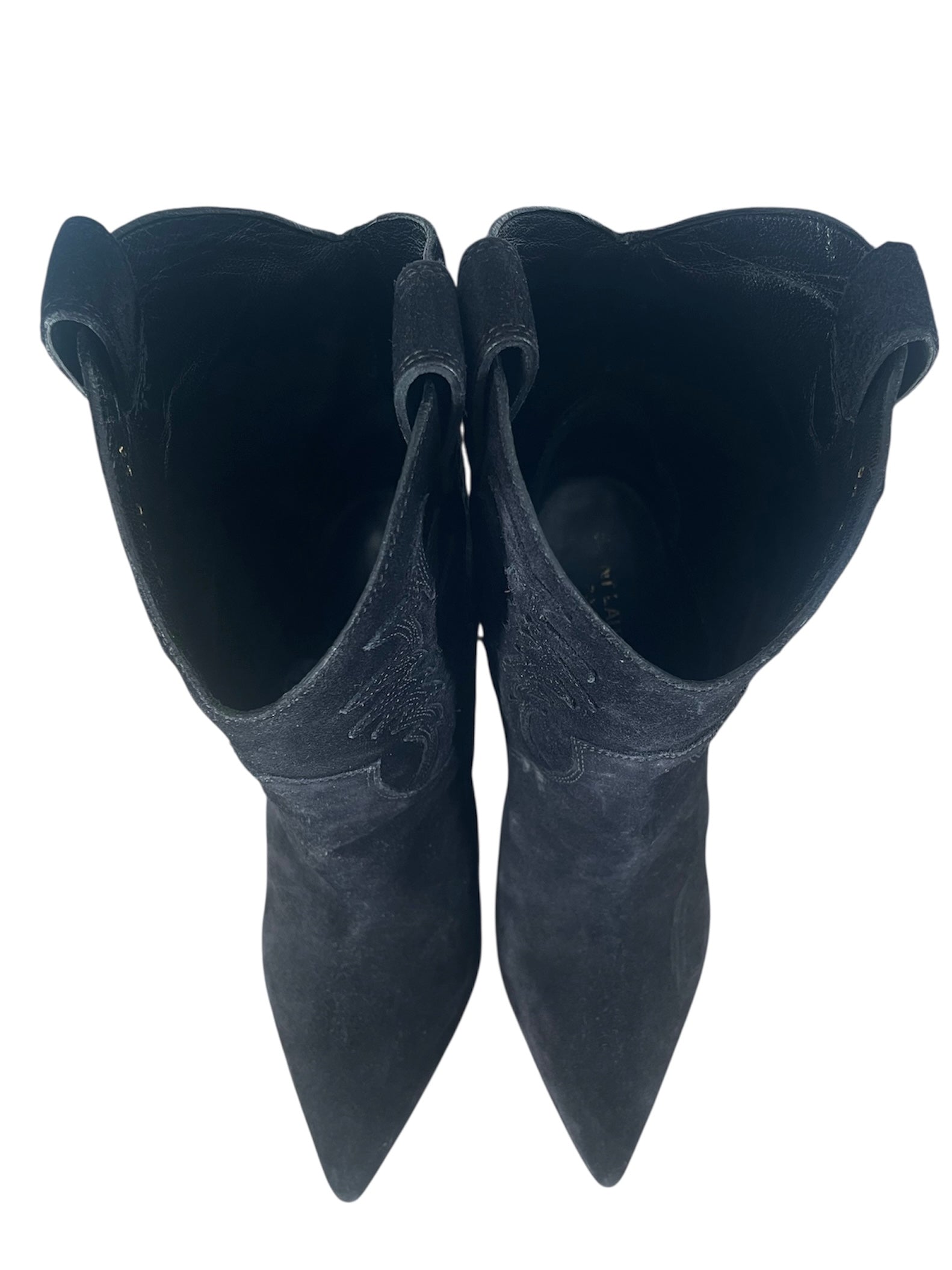 SAINT LAURENT/Heels/EU 39/Suede/BLK/HEELED COWBOY BOOT view 4