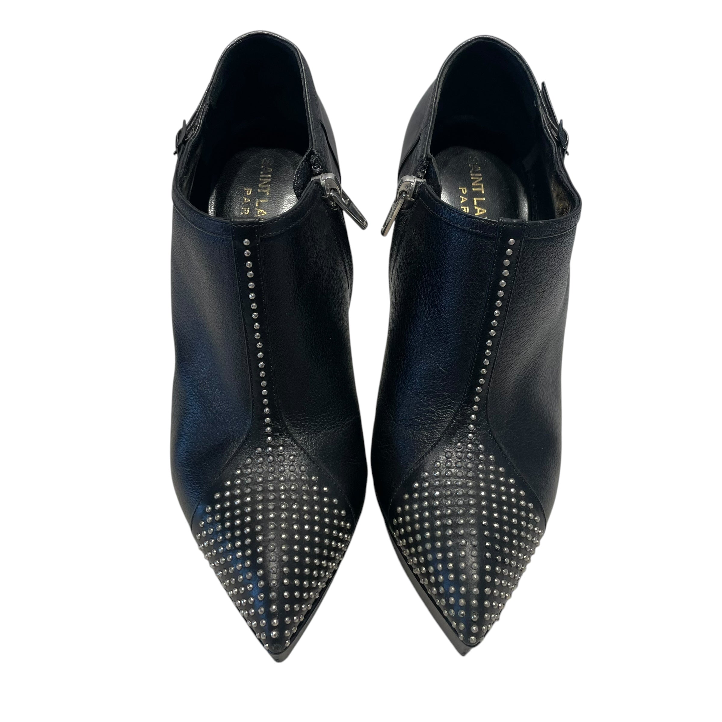 SAINT LAURENT/Heels/US 7/Leather/BLK/Ankle Strap/ view 3
