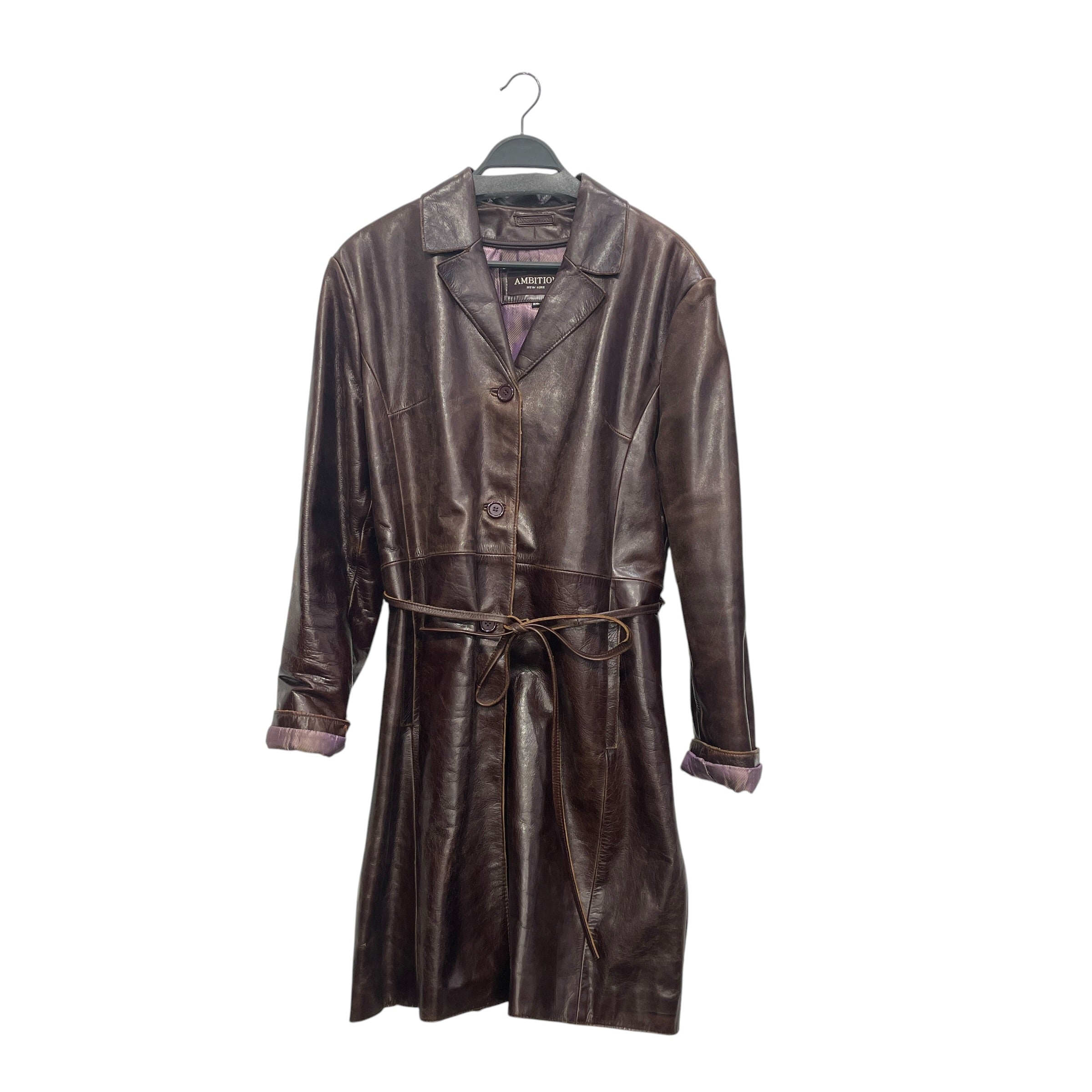 AMBITION NY/Vintage/Leather Jkt/XXXL/Leather/BRW/purple irredescent lining view 1