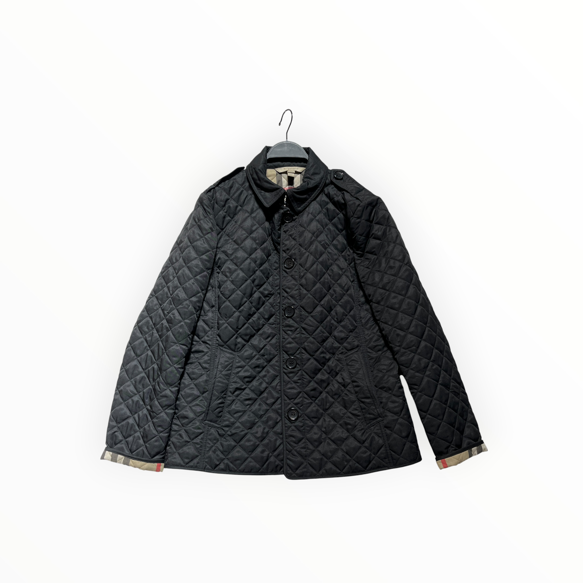 BURBERRY BRIT/Quilted Jkt/L/Nylon/BLK/Single Breasted/burberry check interior view 1