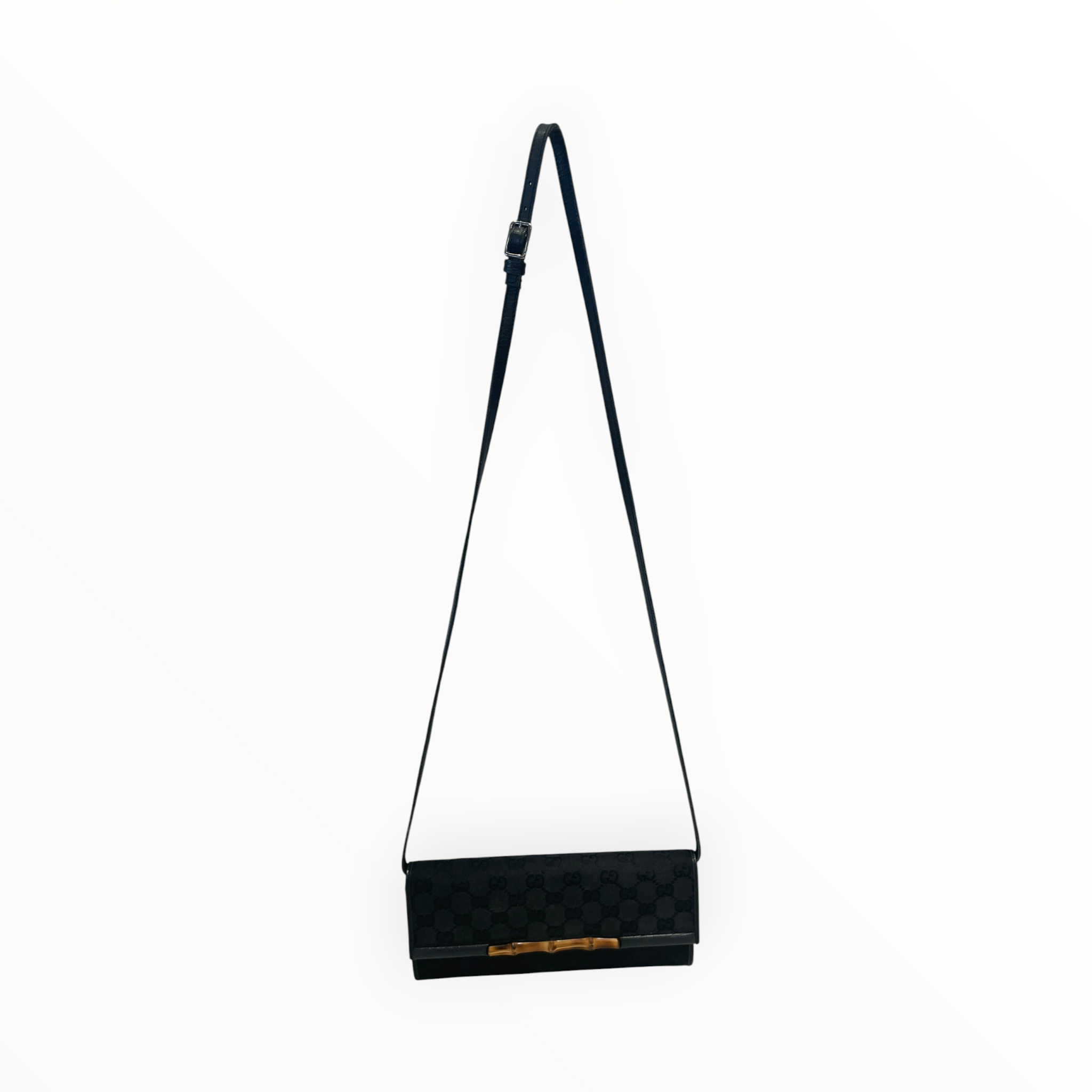 GUCCI/Cross Body Bag/Monogram/Leather/BLK/Gucci Black GG Monogram Bamboo view 1