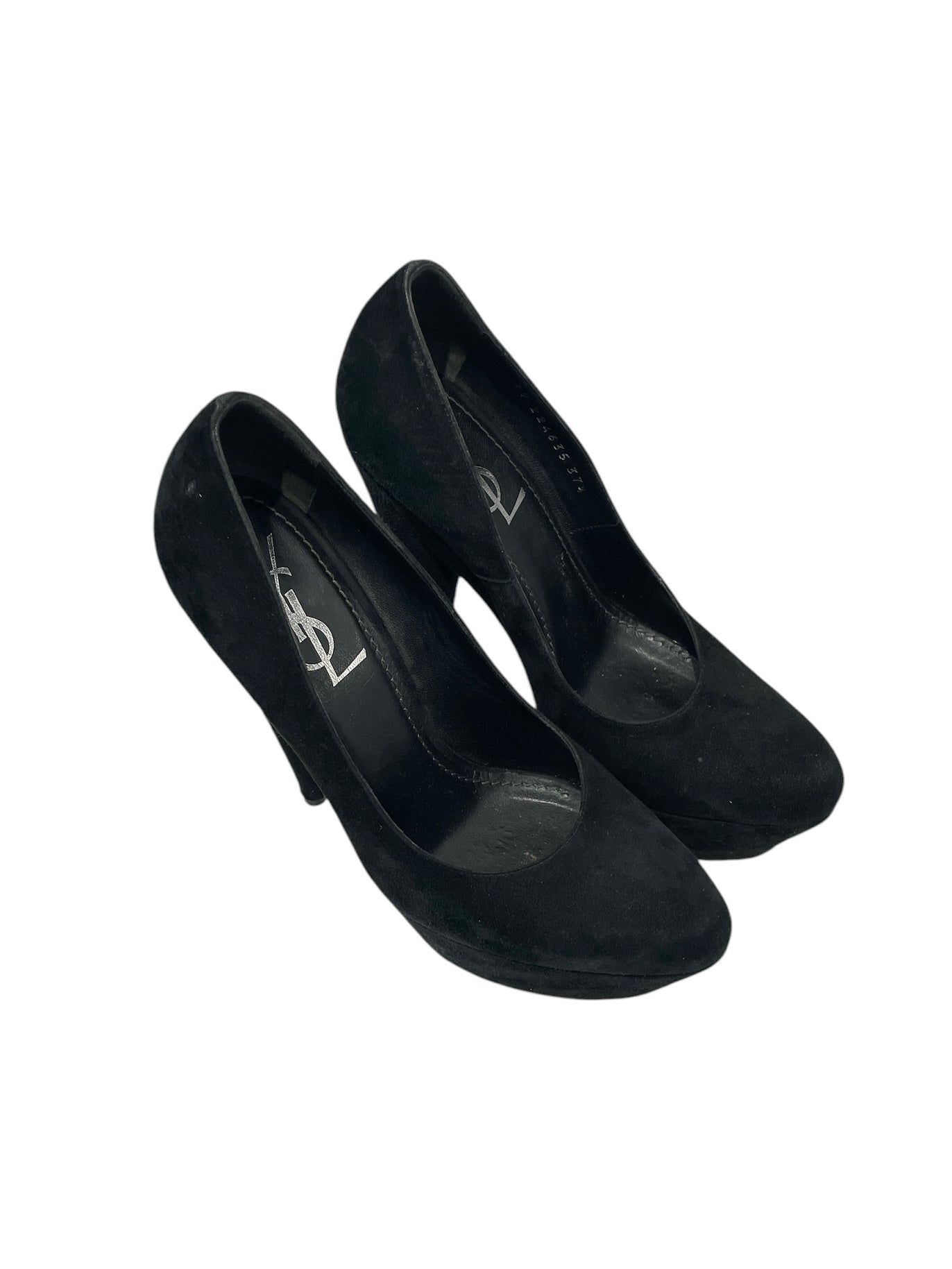 YVES SAINT LAURENT/Heels/EU 37.5/Suede/BLK/PLATFORM CLOSE TOED view 1