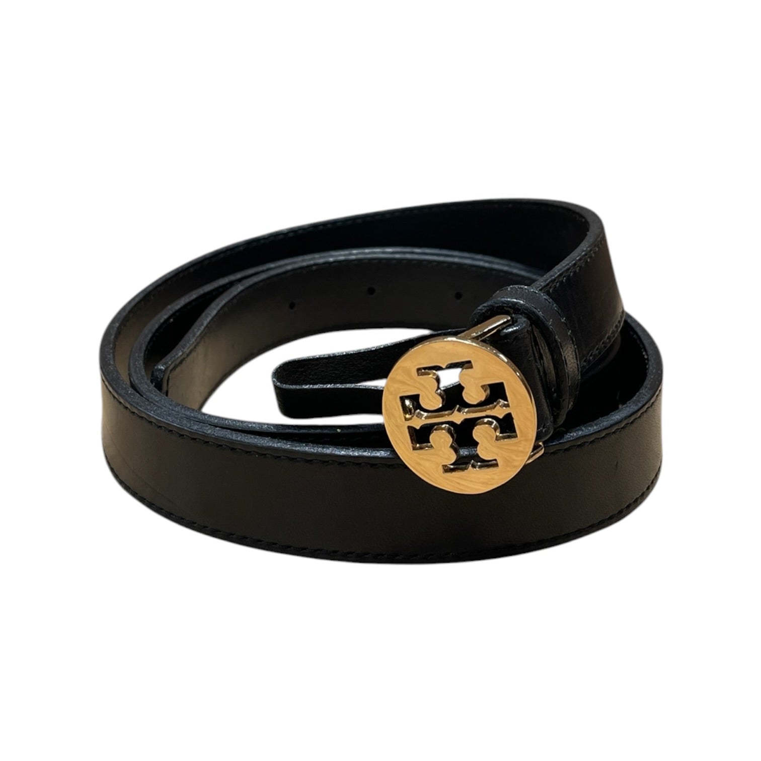 TORY BURCH/Belt/Leather/BLK/L's/Yellow Buckle Black Belt view 1