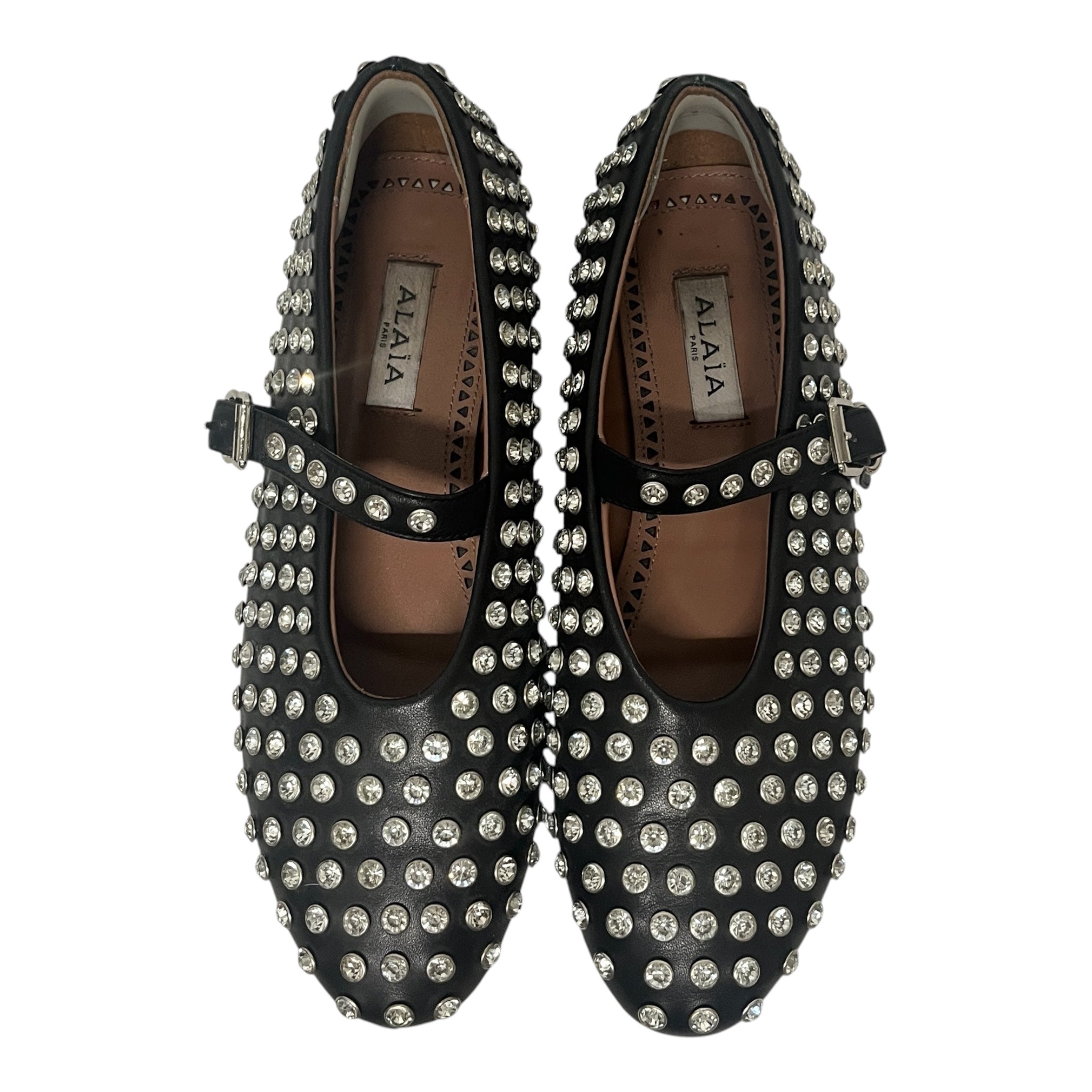 ALAIA/Dress Shoes/EU 41/Leather/BLK/CRYSTAL EMBELLISH BALLET FLATS view 3