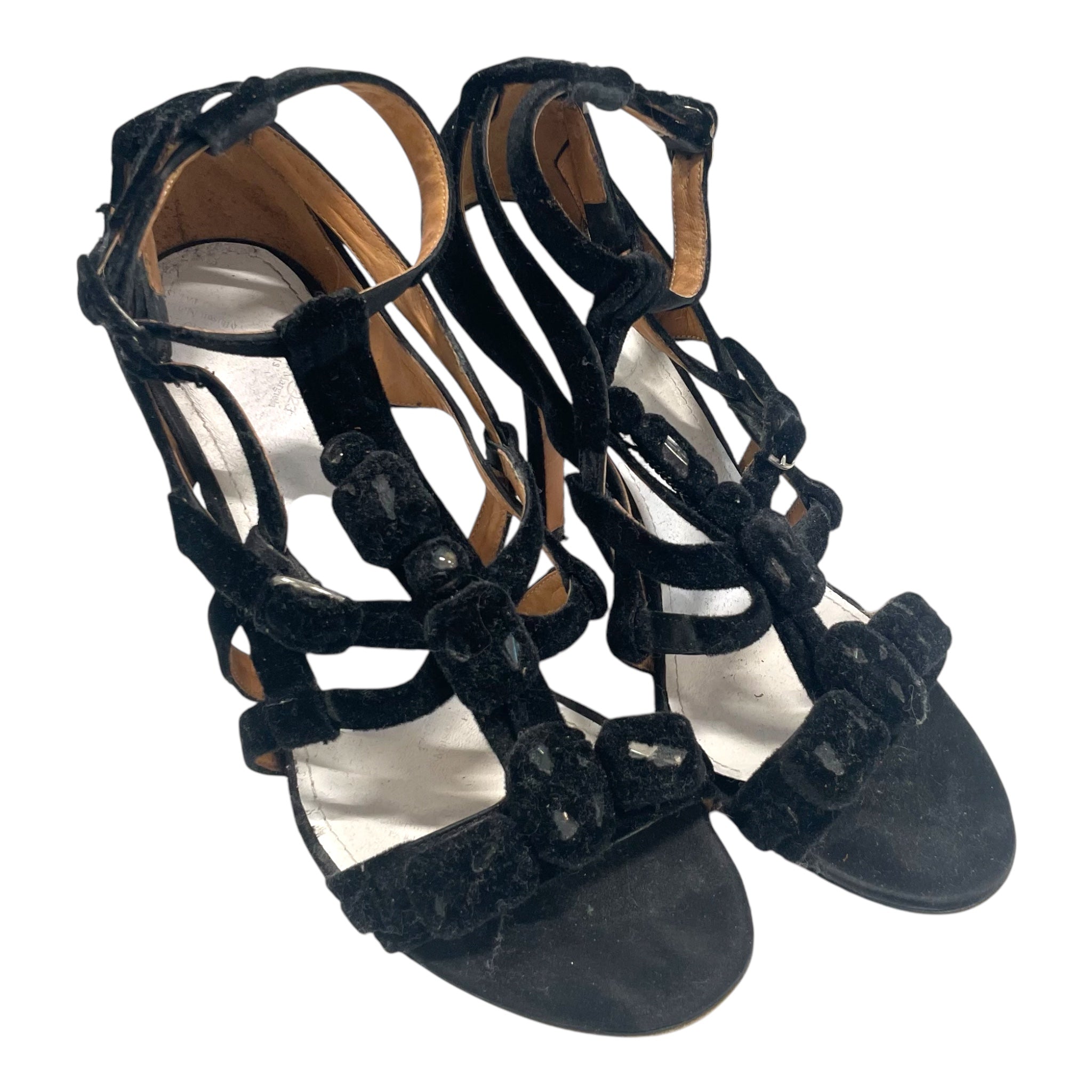 Maison Martin Margiela/Heels/EU 37/Velour/BLK/OPEN TOE/GEM/TAN/CALFSKIN view 1