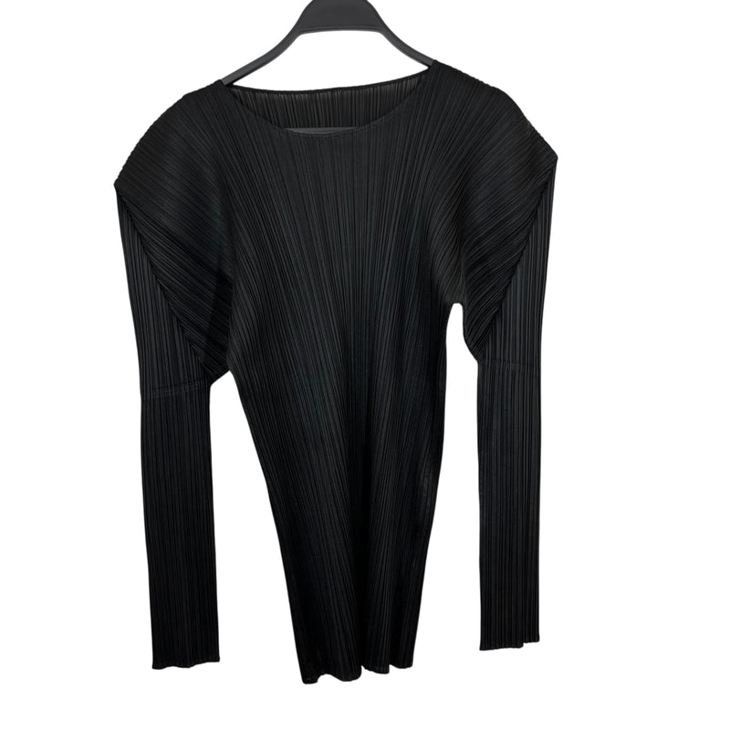PLEATS PLEASE ISSEY MIYAKE/LS Blouse/4/Polyester/BLK/LONG SHIRT LS