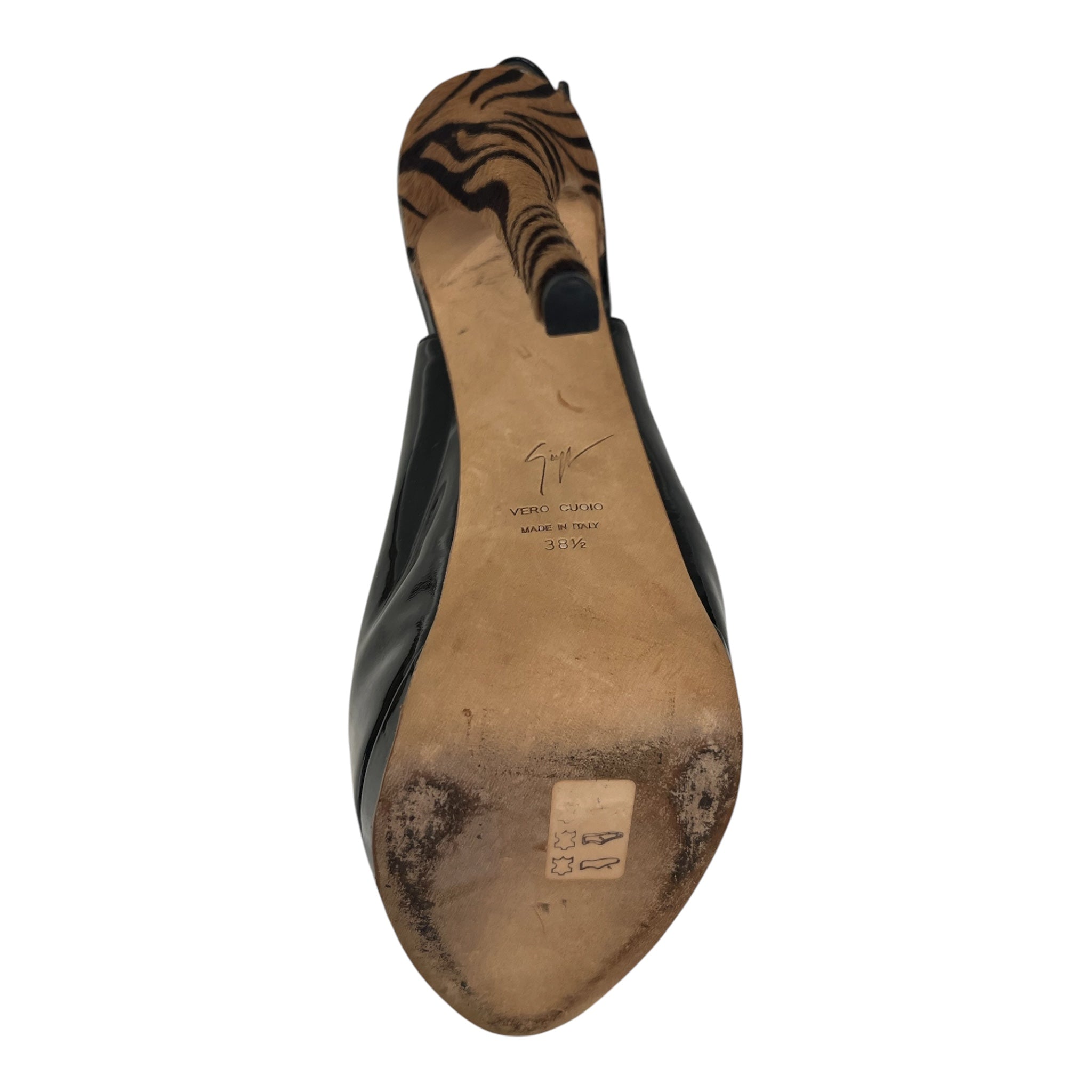 Giuseppe Zanotti/Heels/EU 38.5/Leather/BLK/ponyhair heel view 4