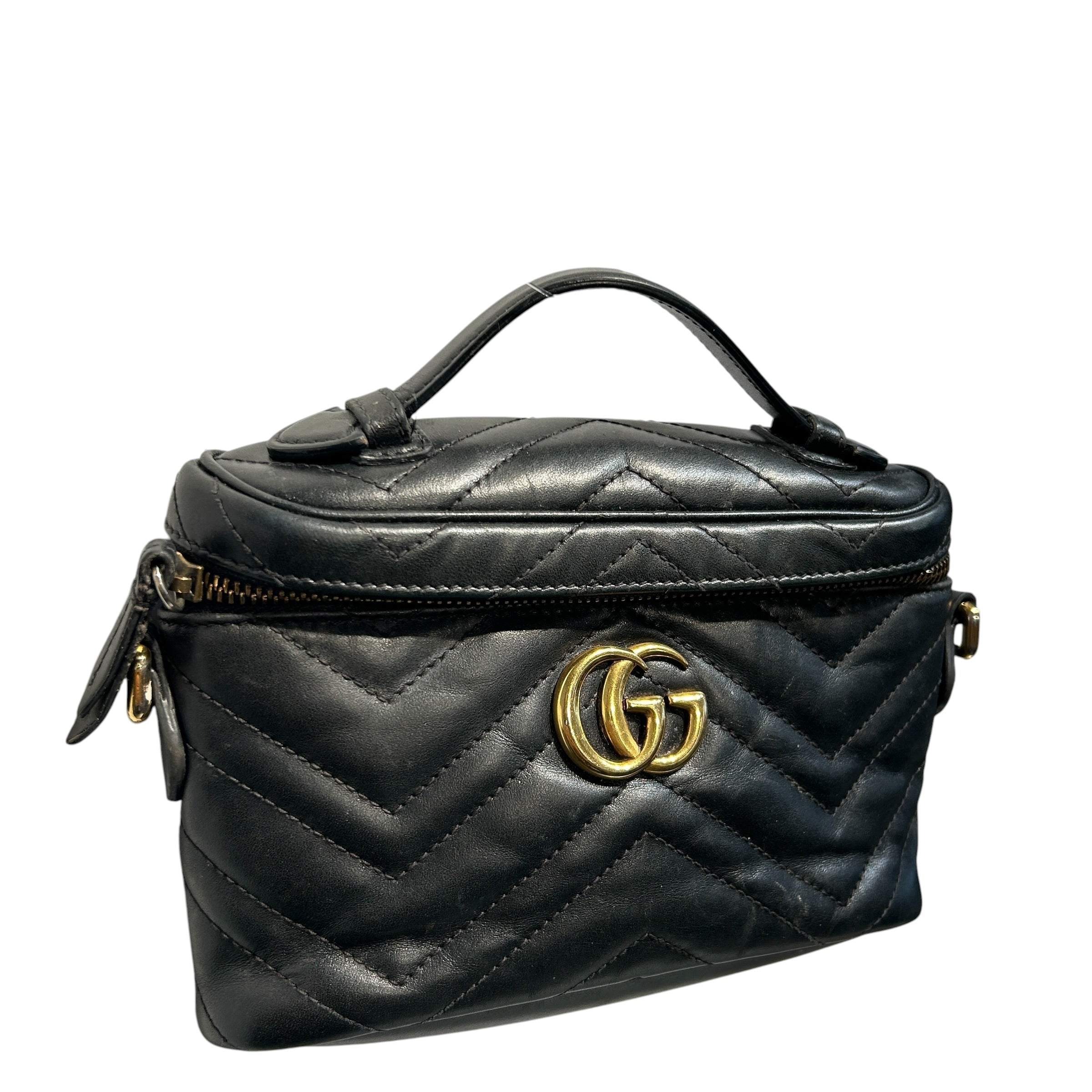 GUCCI/Cross Body Bag/Leather/BLK/CHEVRON MARMONT view 7
