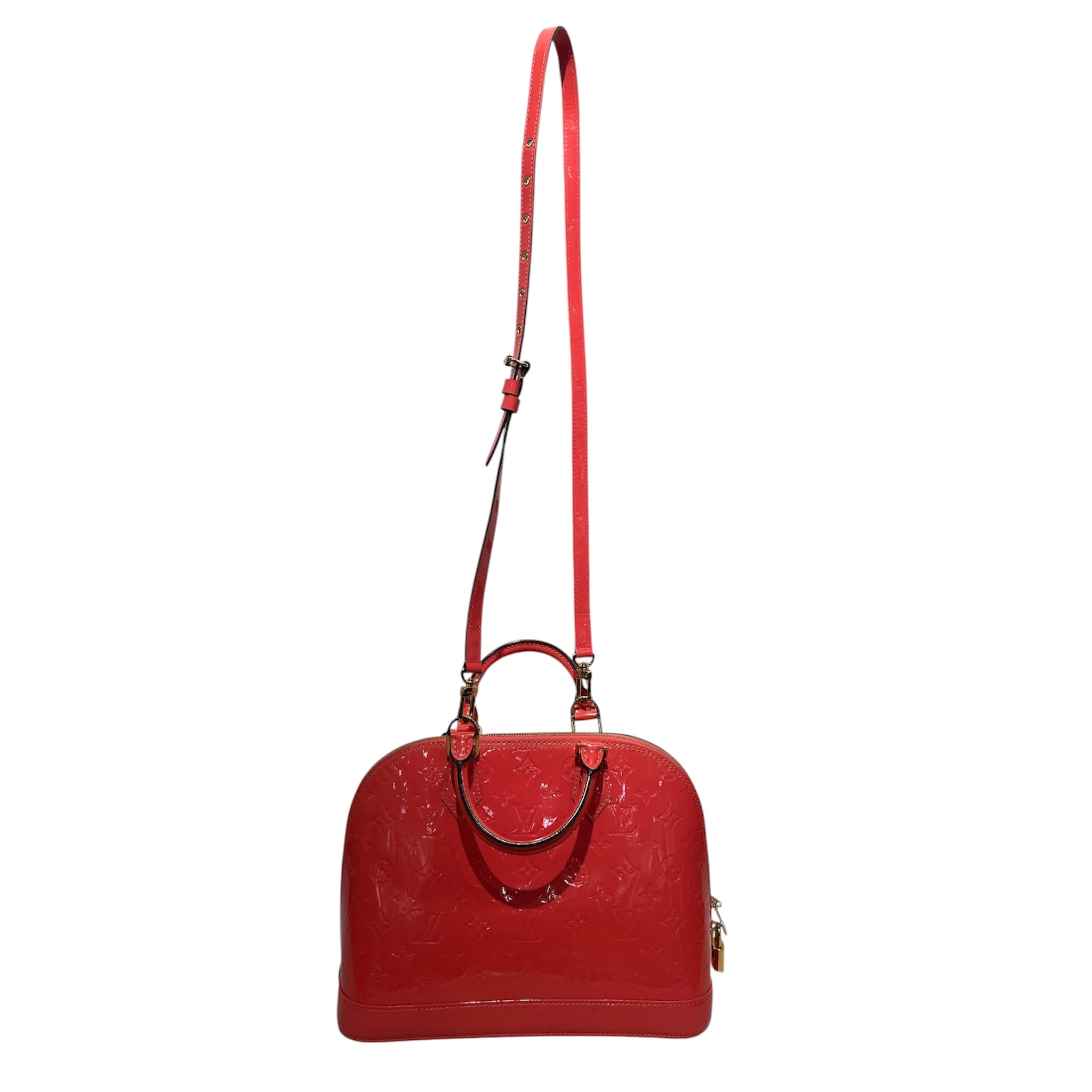 LOUIS VUITTON/Hand Bag/Monogram/Leather/RED/MONOGRAM VERNIS BAG view 1