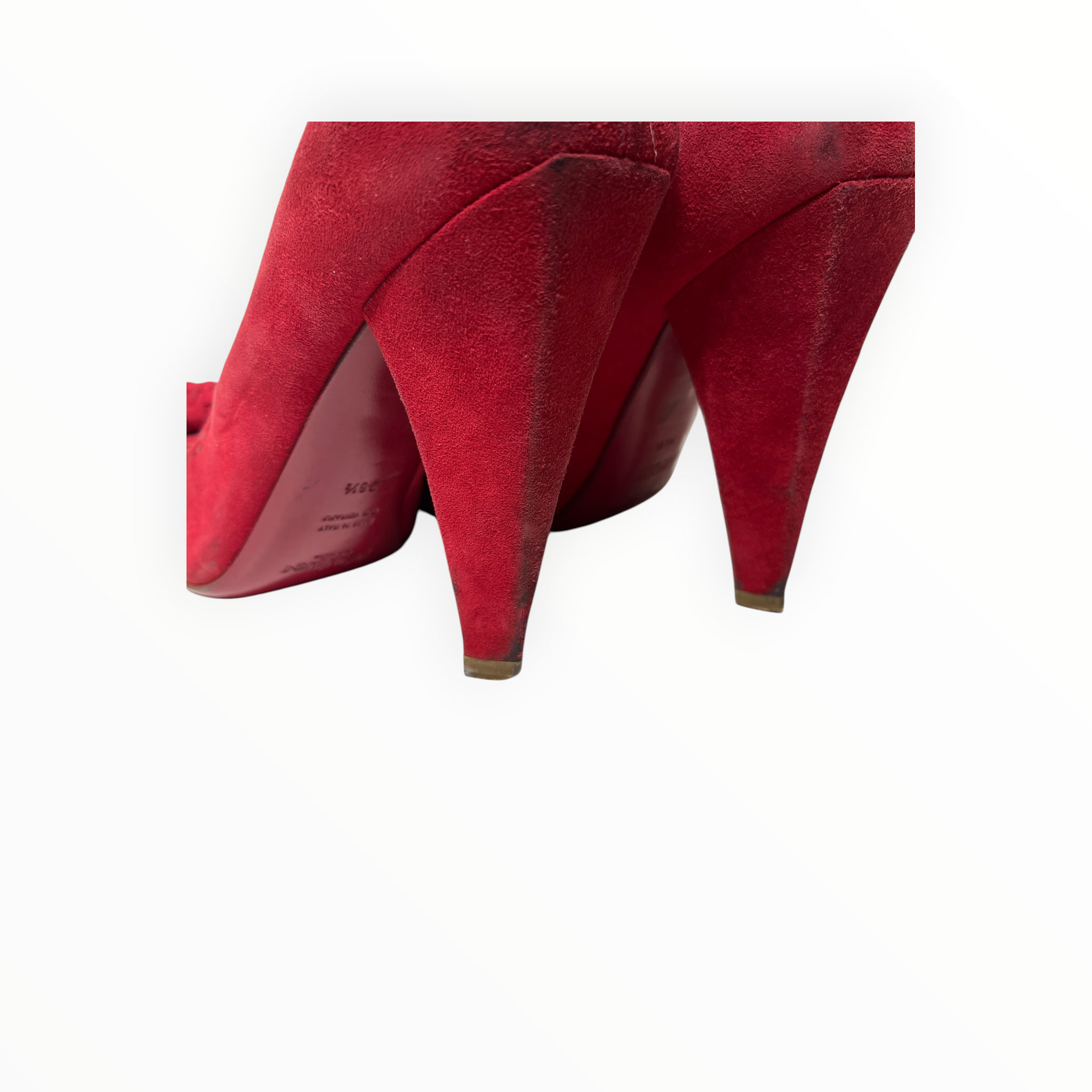 YVES SAINT LAURENT/Heels/EU 36.5/Suede/RED/TASSEL HEEL (LACE TEAR) view 7