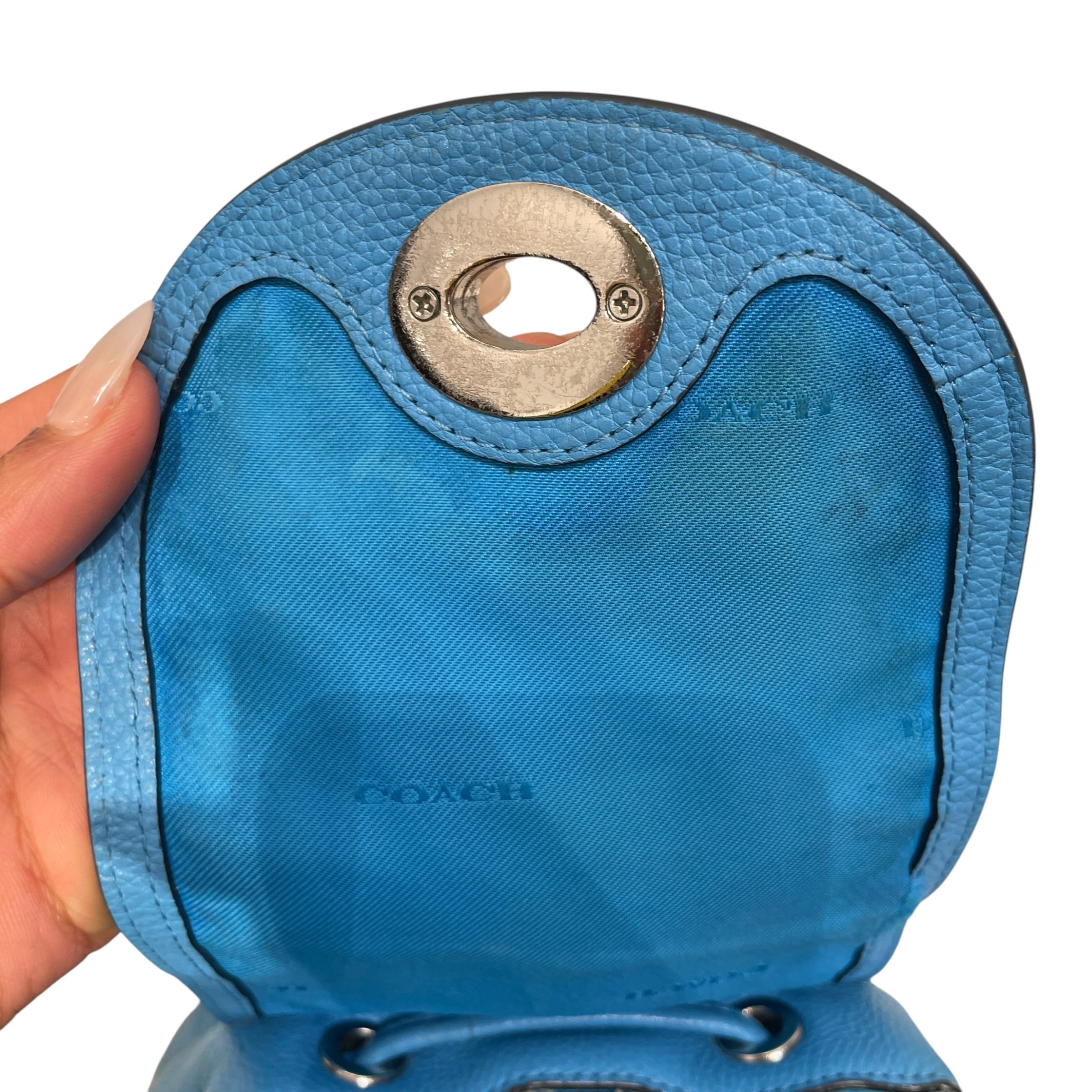 COACH/Backpack/Leather/BLU/TWIST CLASP/ POCKET SIDE STUDS view 5