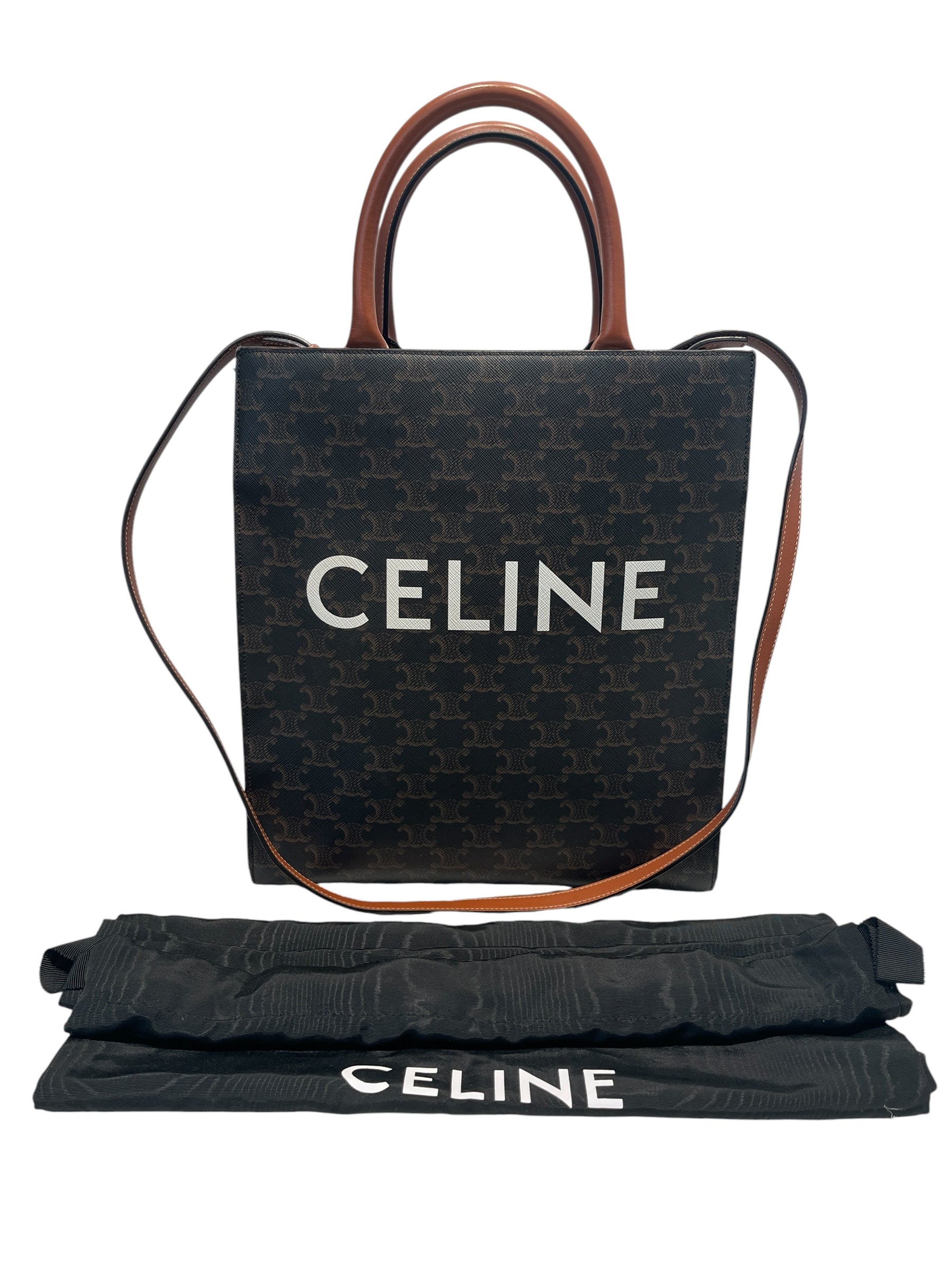 CELINE/Hand Bag/Monogram/Leather/BRW/VERTICAL CABAS TOTE view 1