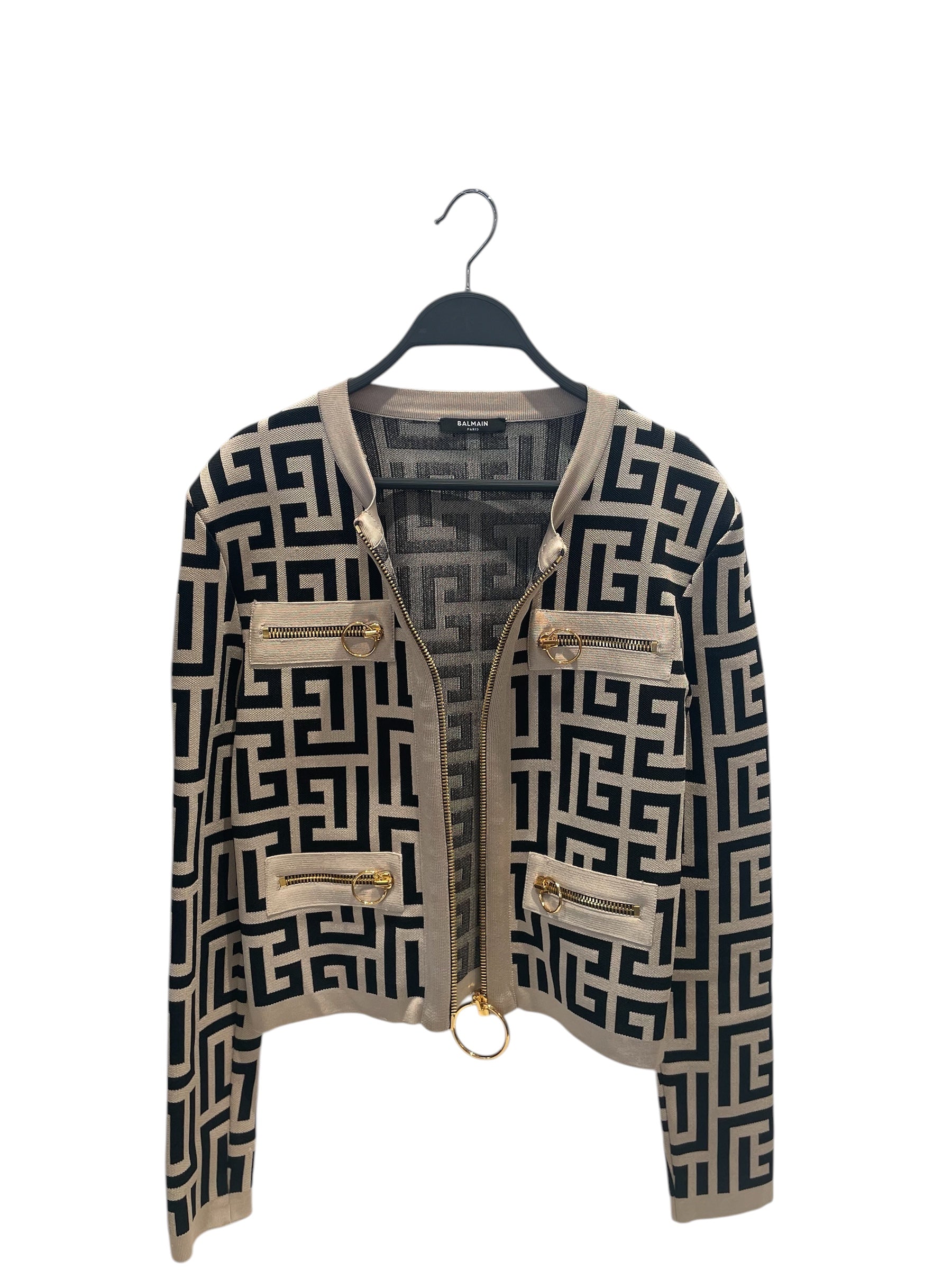 BALMAIN/Heavy Cardigan/L/Monogram/Cotton/BEG/MONOGRAM-JACQAURD CARD view 4