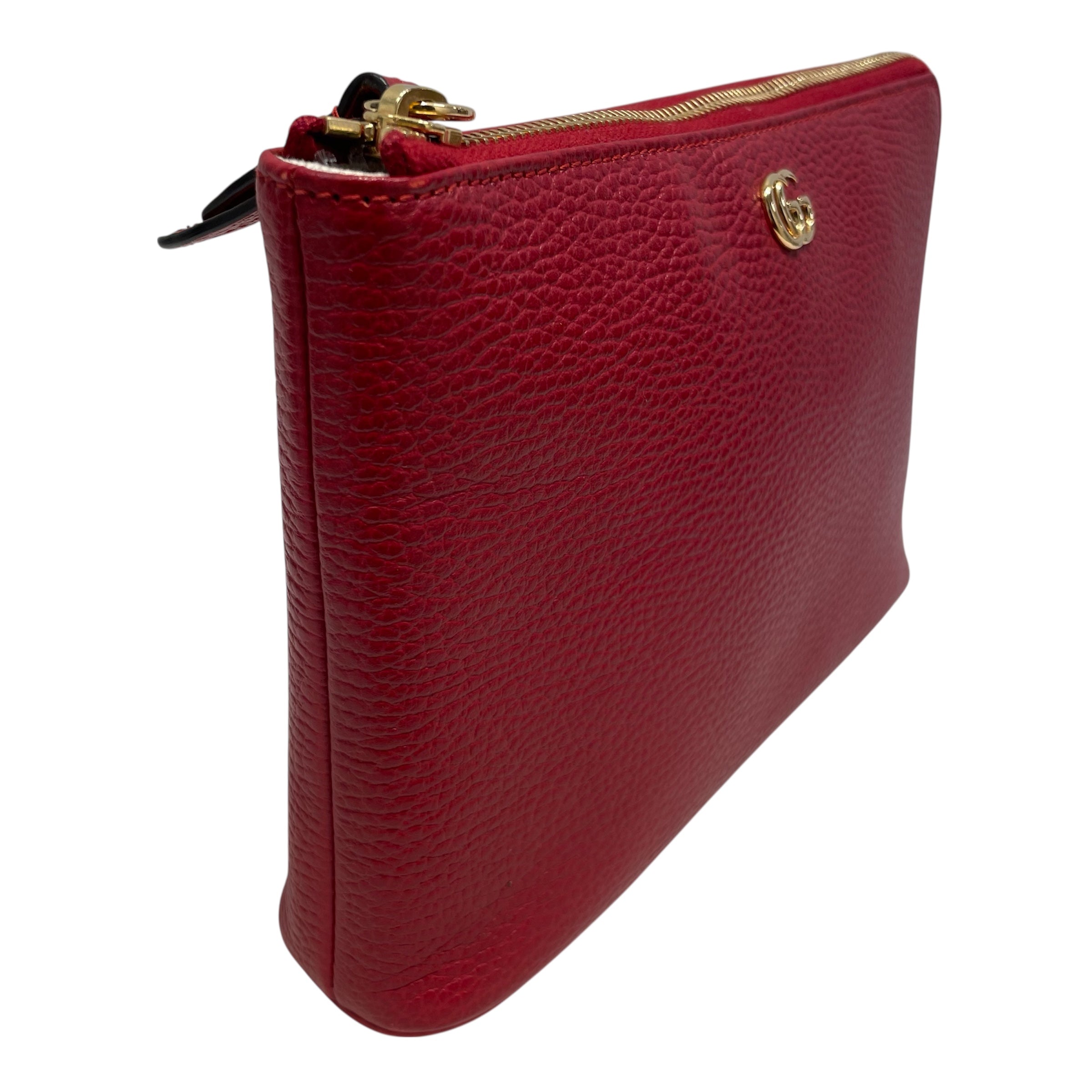 GUCCI/Pouch/Leather/RED/DOUBLE G W BOTTOM HANDLE view 5