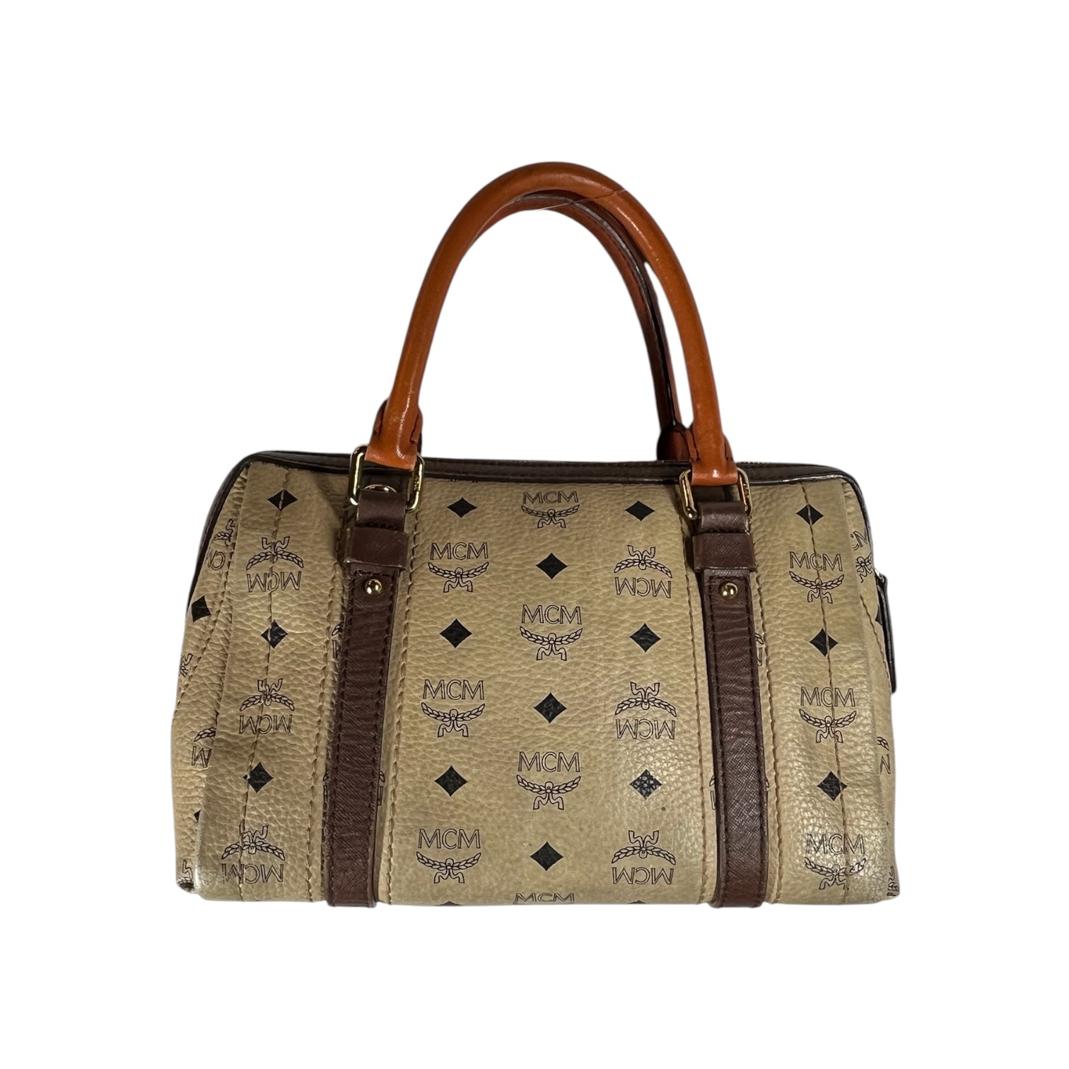MCM/Boston Bag/Monogram/Leather/BEG/TWO TONE BEIGE view 2
