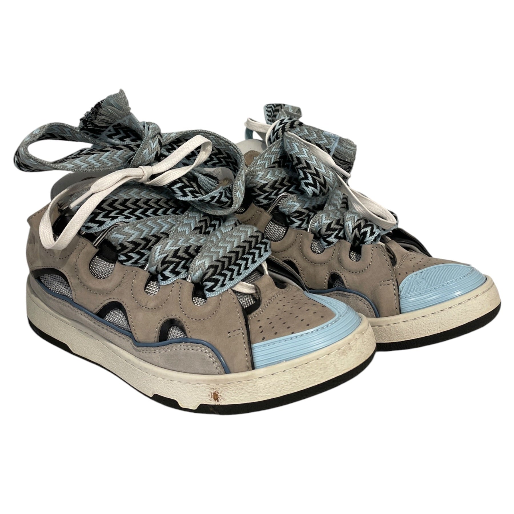 LANVIN/Low-Sneakers/US 7/Stripe/Cotton/BLU/CURB SNEAKERS view 1