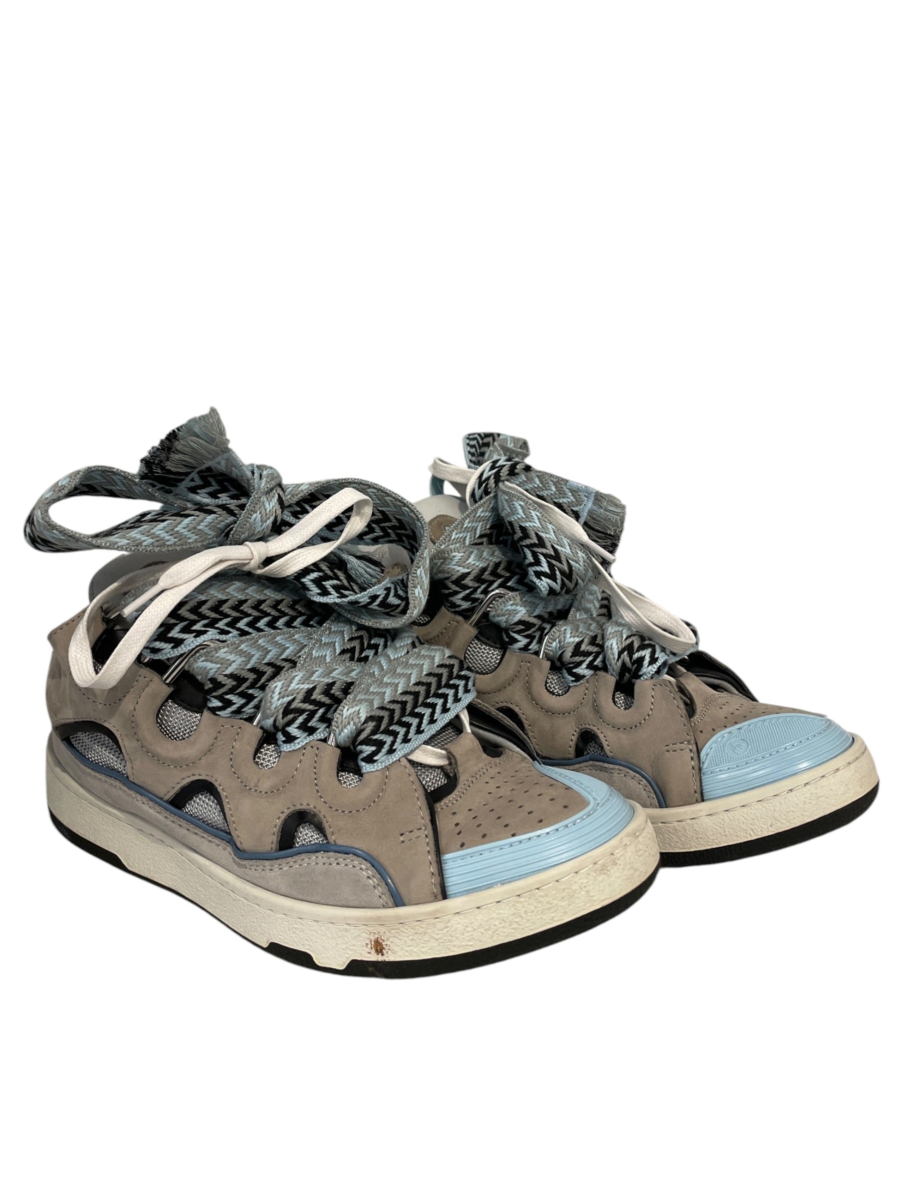 LANVIN/Low-Sneakers/US 7/Stripe/Cotton/BLU/CURB SNEAKERS view 1