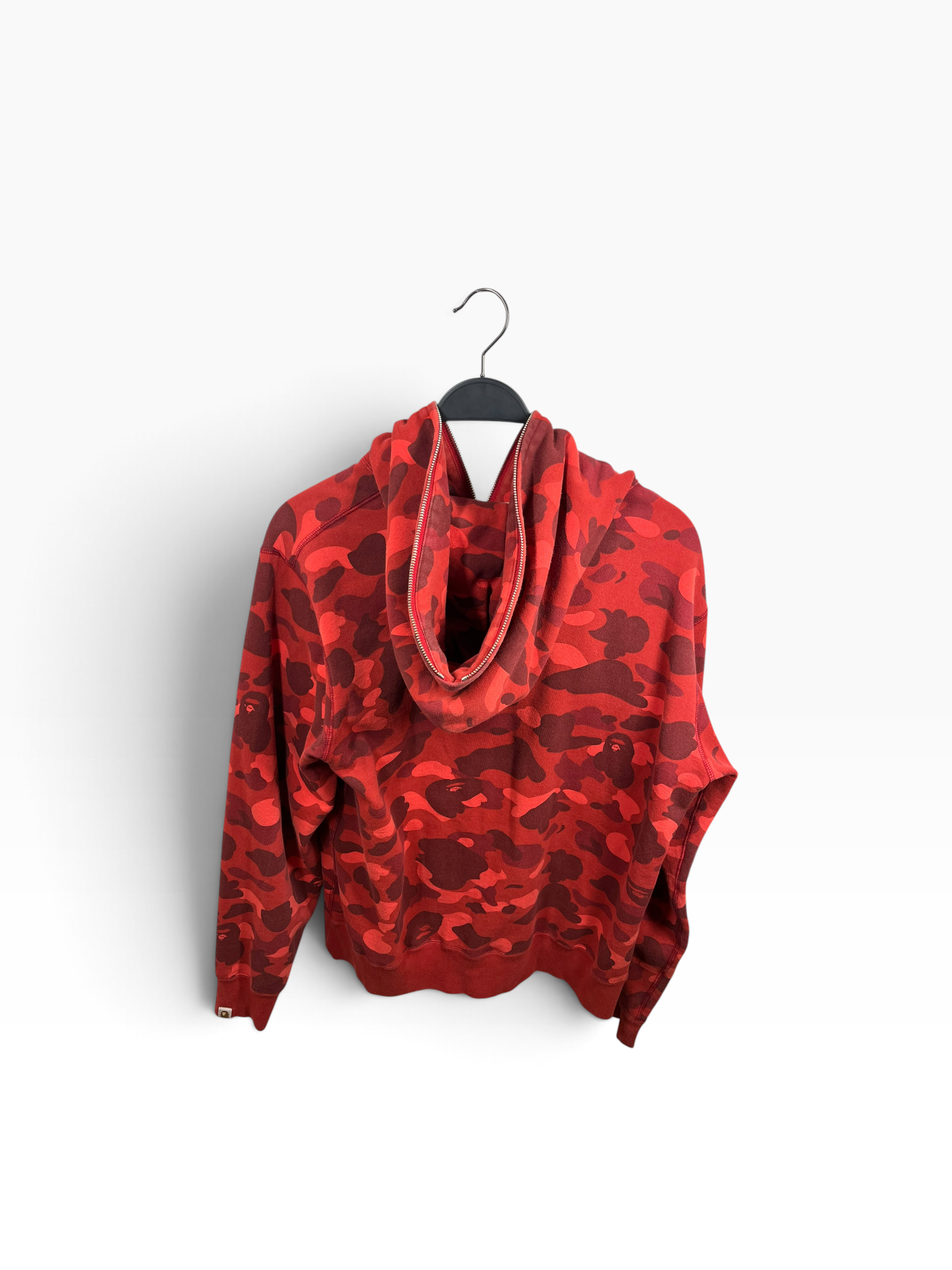 A BATHING APE/Zip Up Hoodie/XL/Camouflage/Cotton/RED/WHITE APE HEAD view 2