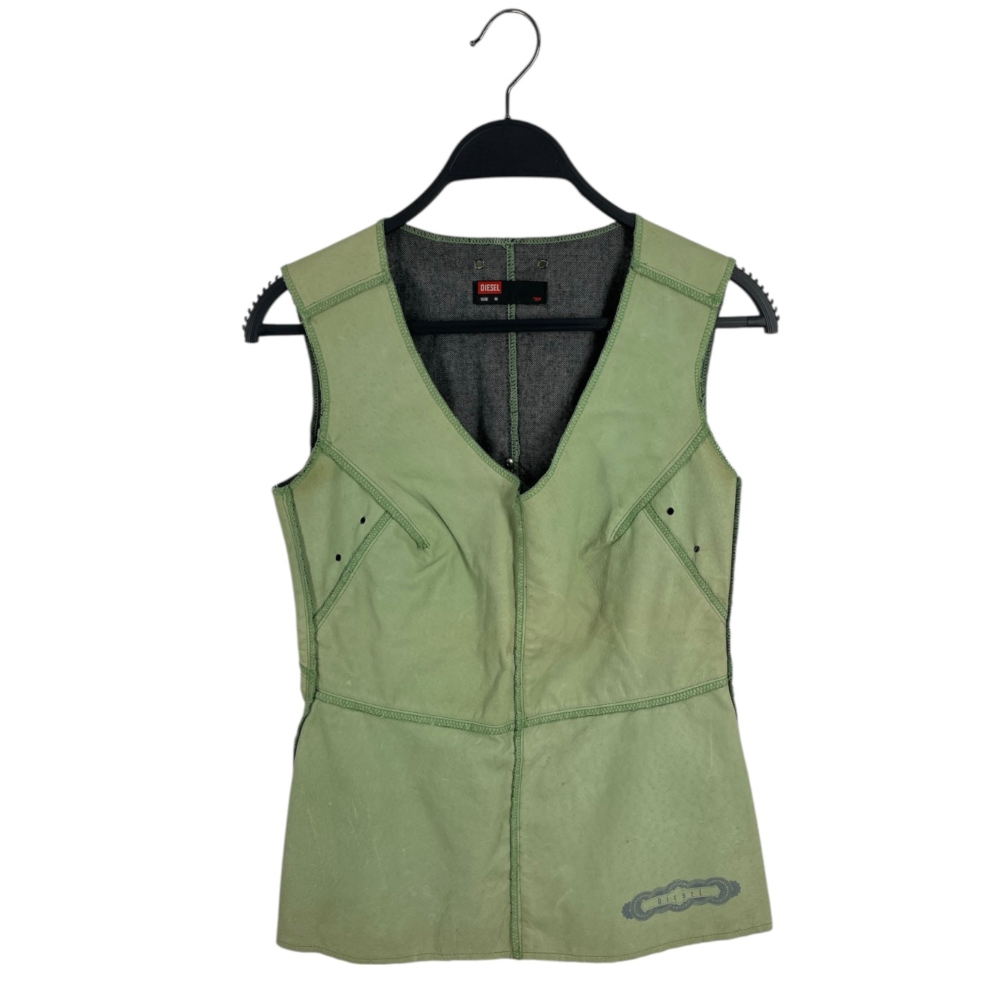 DIESEL/Vest/M/Leather/GRN/mint green stitch vest view 1