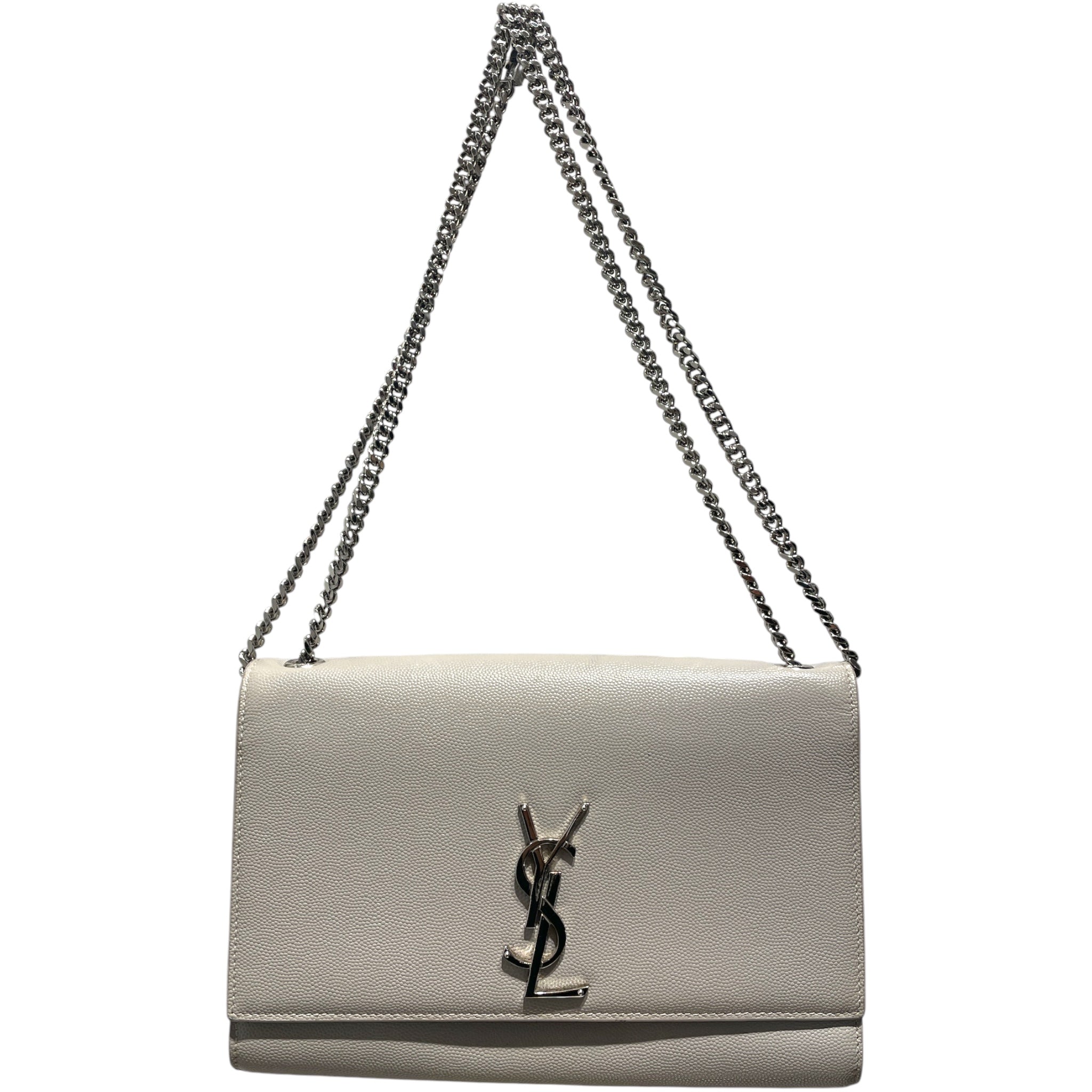 SAINT LAURENT/Cross Body Bag/Leather/GRY/Kate Pebbled Leather Med Bag view 1