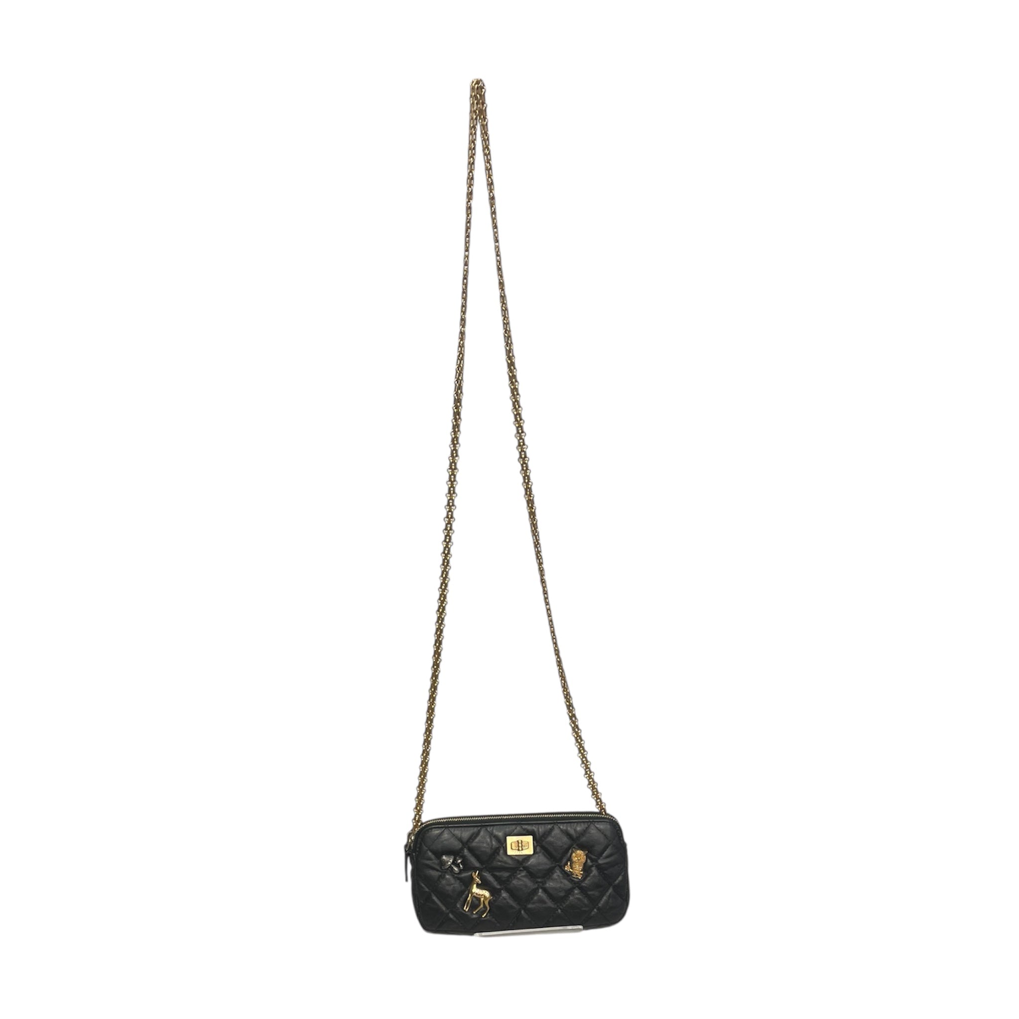 CHANEL/Cross Body Bag/Leather/BLK/26884311 GOLD PIN MINI BAG view 1