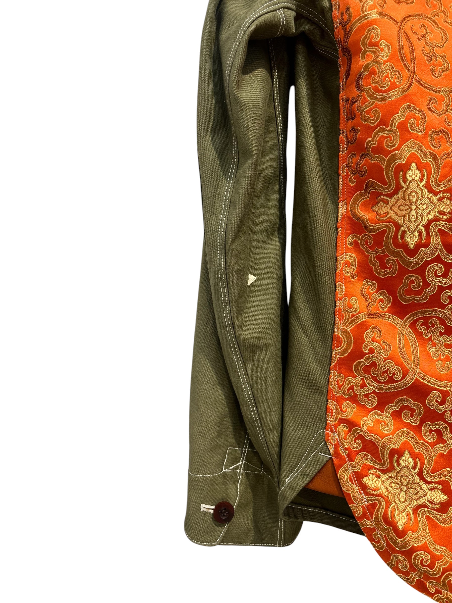 JUNYA WATANABE COMME des GARCONS/Jacket/L/GRN/LEATHER ACCENT SILK BACK view 5