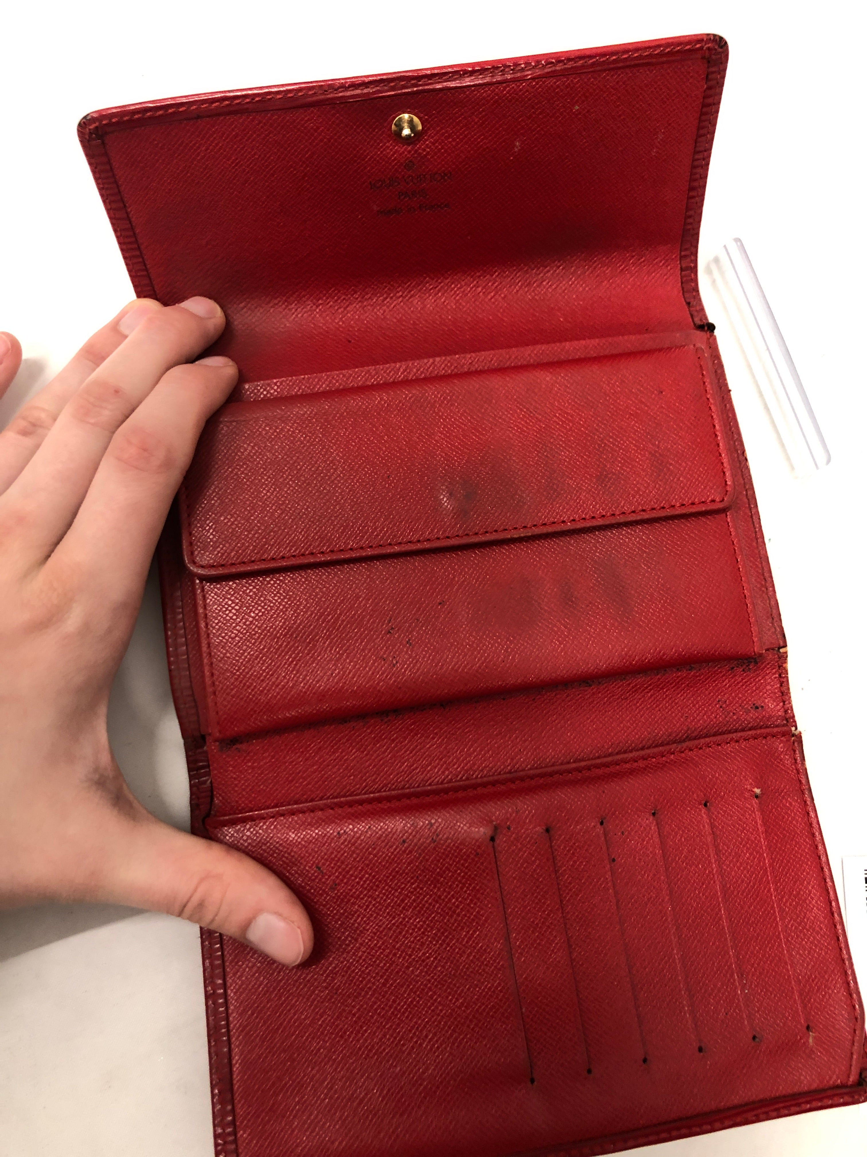 LOUIS VUITTON/Trifold Wallet/Stripe/Leather/RED/L's/Epi Leather view 3