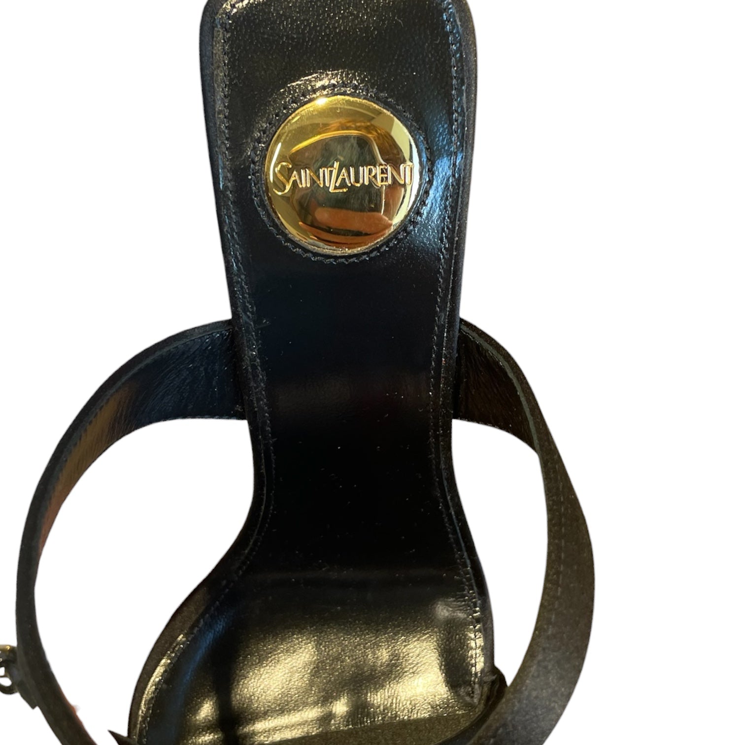 SAINT LAURENT/Heels/EU 37/Leather/BLK/GOLD HEEL AND CIRCLE view 3