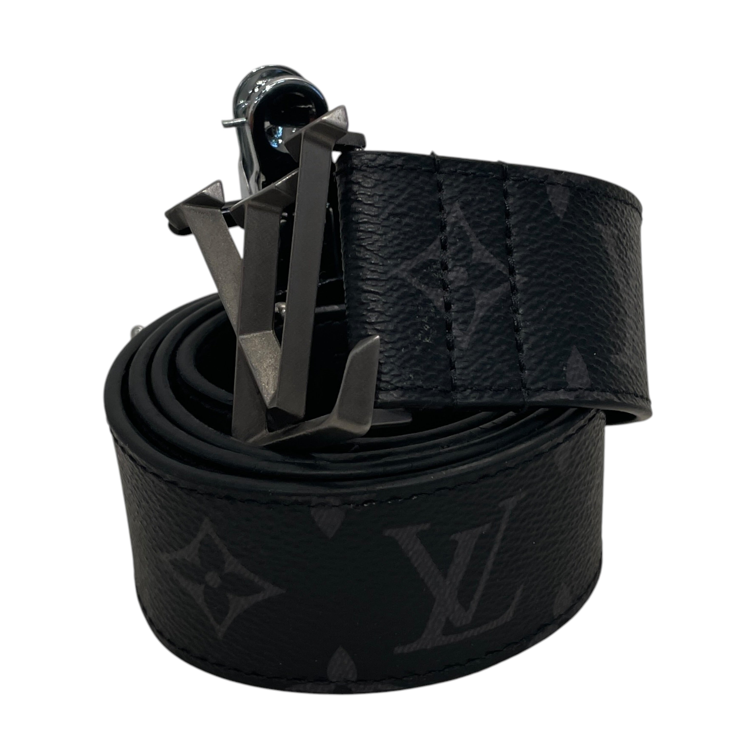 LOUIS VUITTON/Belt/Monogram/Leather/BLK/M's/ view 1