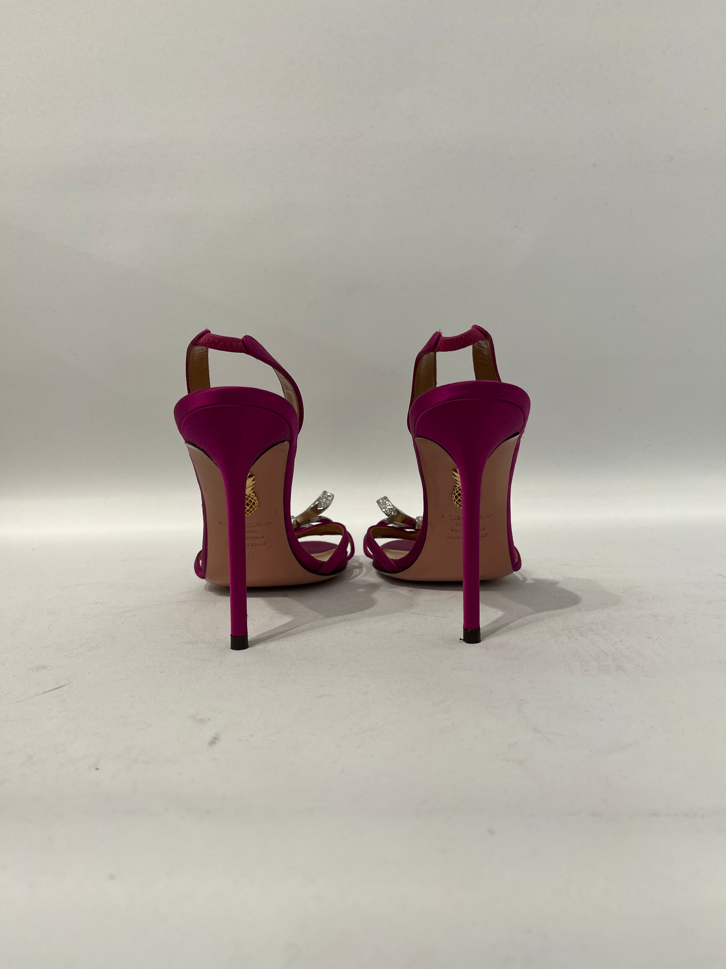 AQUAZZURA/Heels/EU 38/Silk/PNK/CRYSTAL BOW HEELS view 3