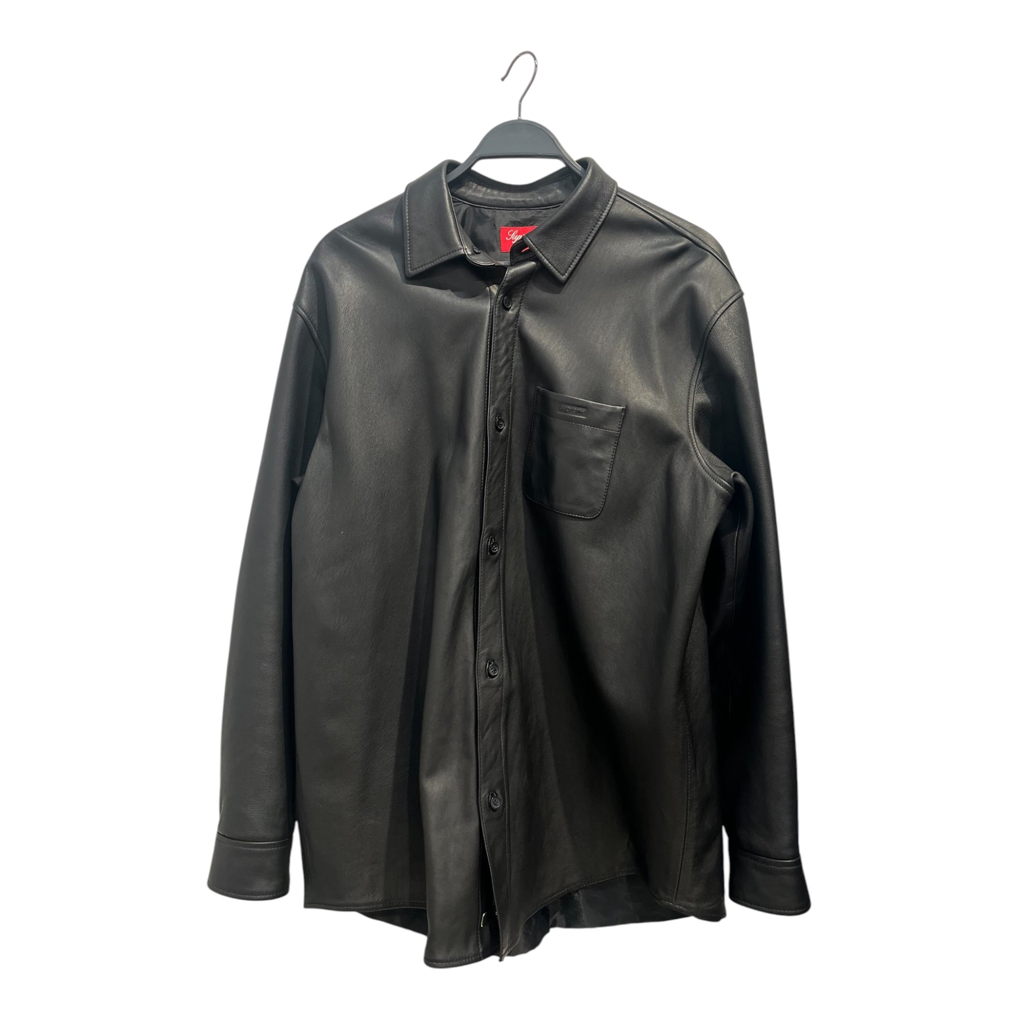 Supreme/Leather Jkt/XL/Leather/BLK/button up lamb leather view 1