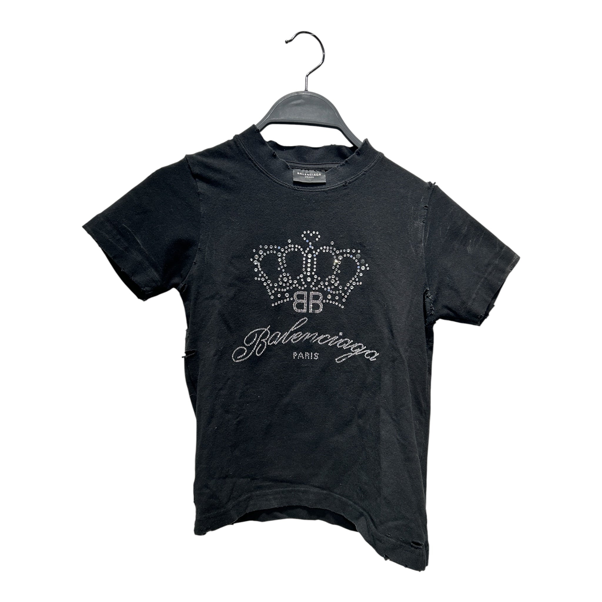 BALENCIAGA/T-Shirt/S/Cotton/BLK/BEDAZZLED CROWN view 1