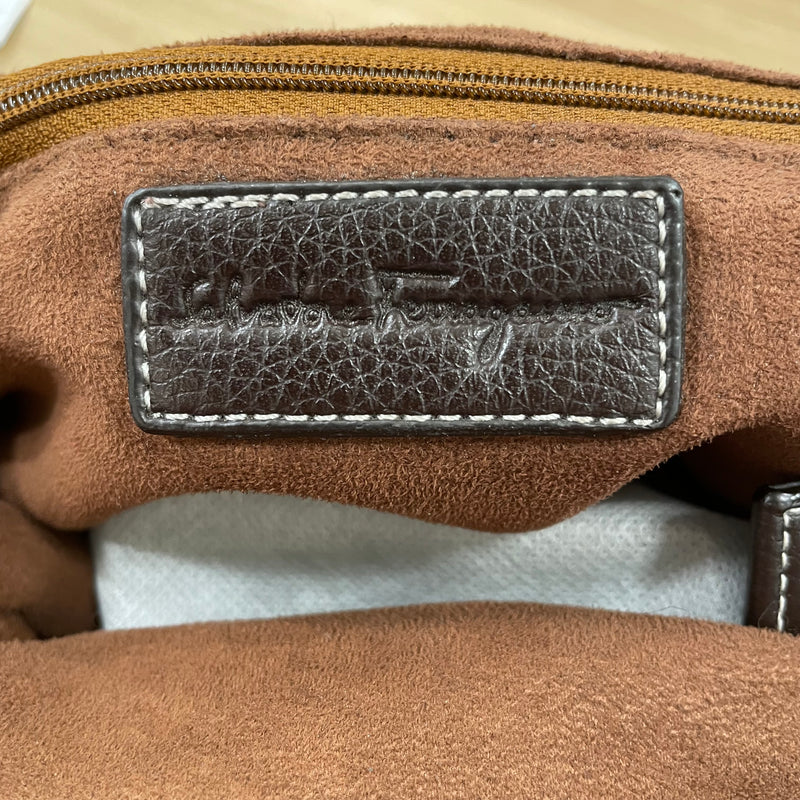 Salvatore Ferragamo/Tote Bag/Leather/GRY/Cracked Leather Shoulder Tote