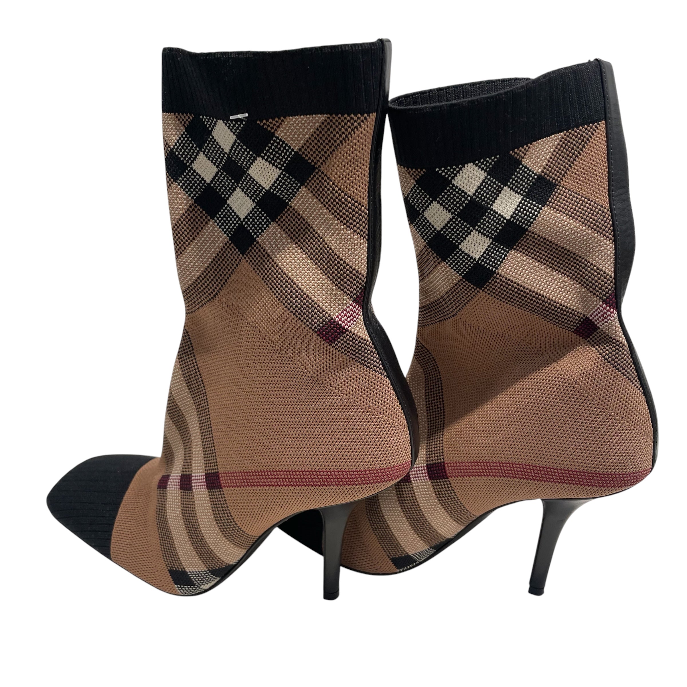 BURBERRY LONDON/Heels/US 7/Plaid/Polyester/MLT/sock boots/knitted/vintage view 2