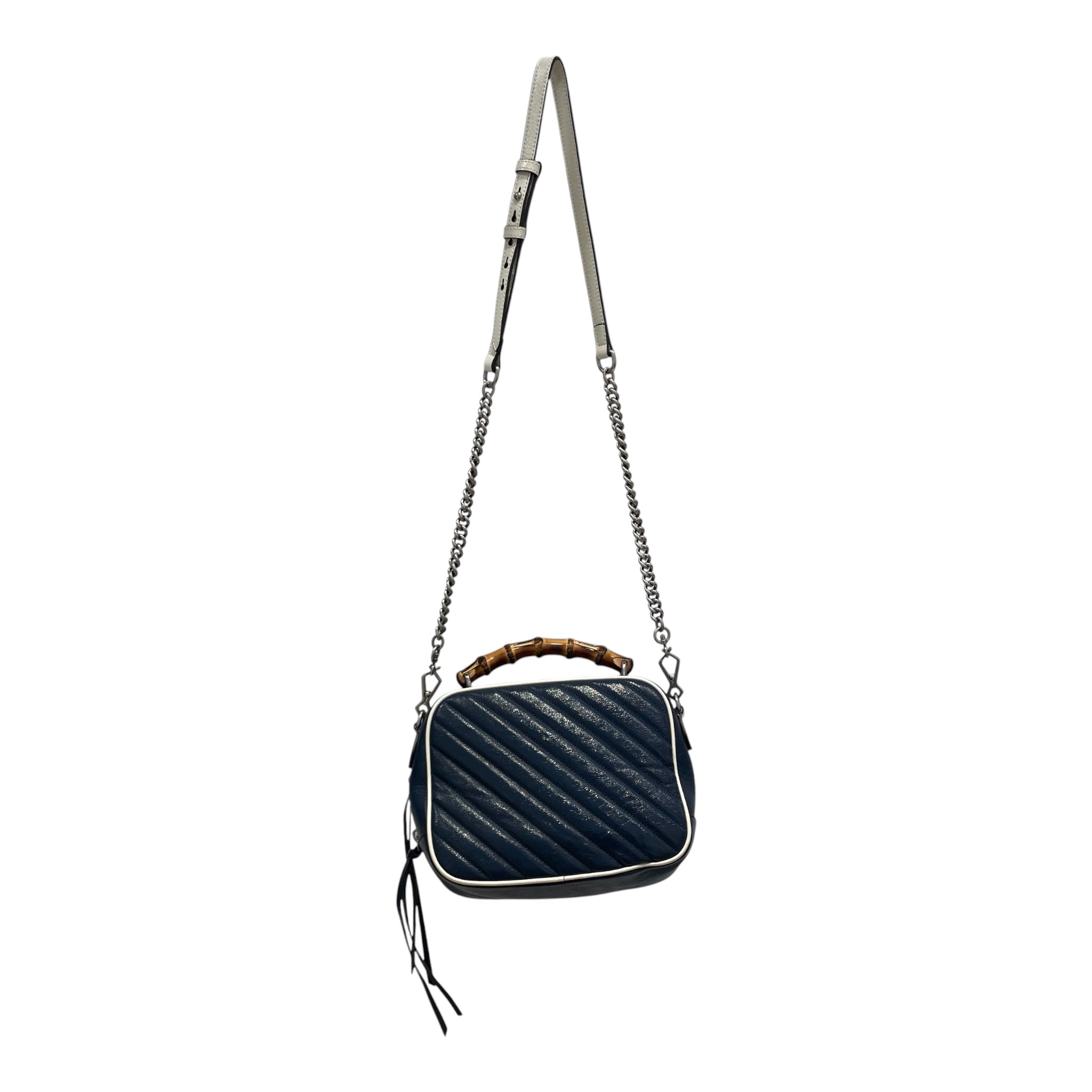 GUCCI/Cross Body Bag/Leather/NVY/mall camera/marmot/bamboo view 2