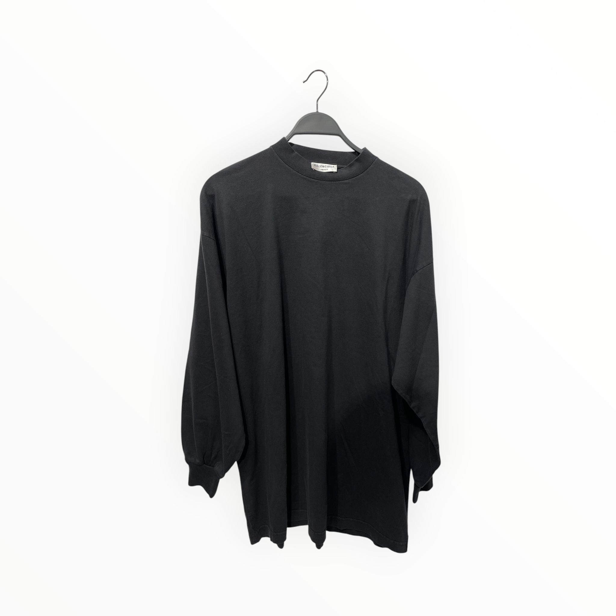 BALENCIAGA/LS T-Shirt/3/Cotton/BLK/blank logo on bottom back view 1