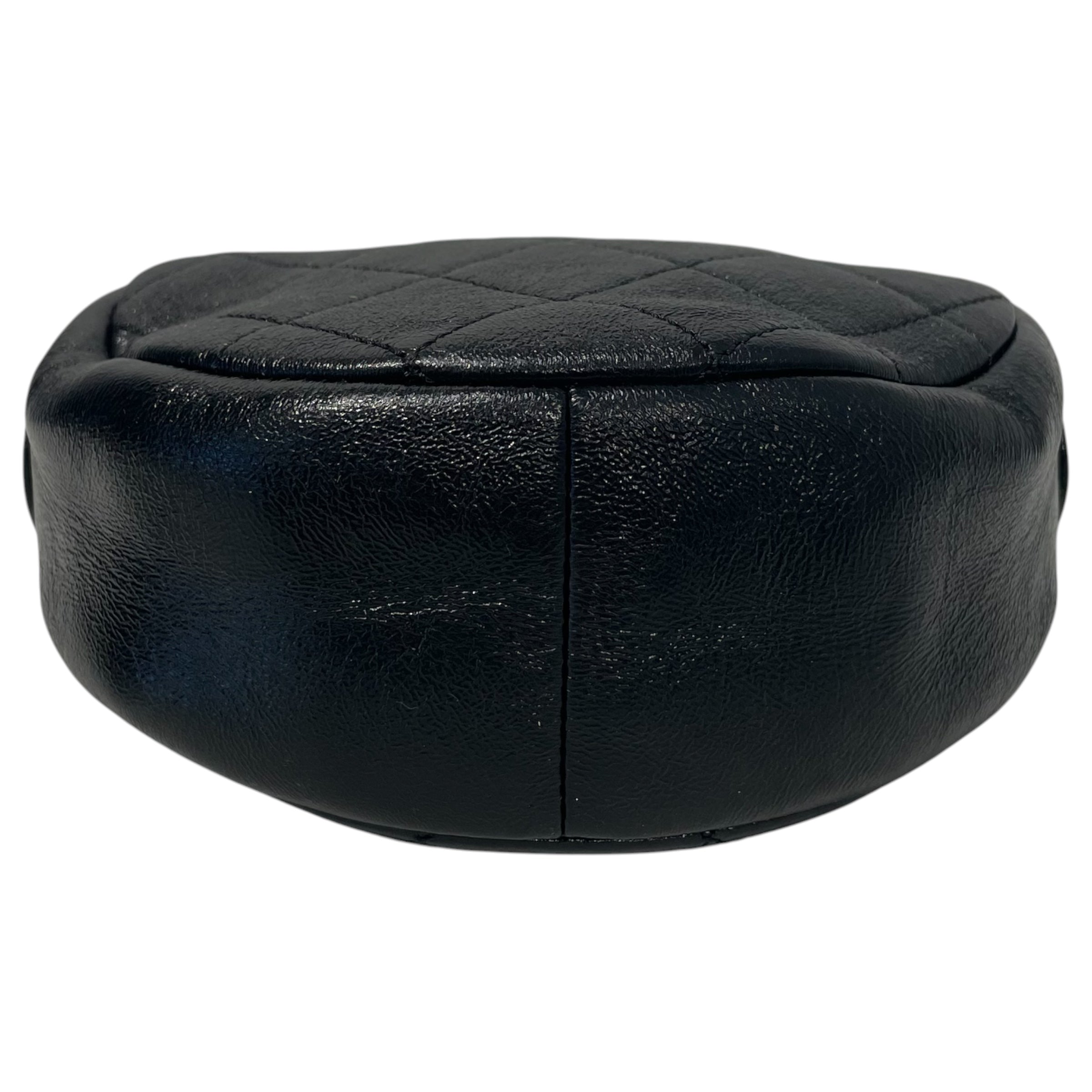 CHANEL/Cross Body Bag/Leather/BLK/quilted leather circle bag view 6