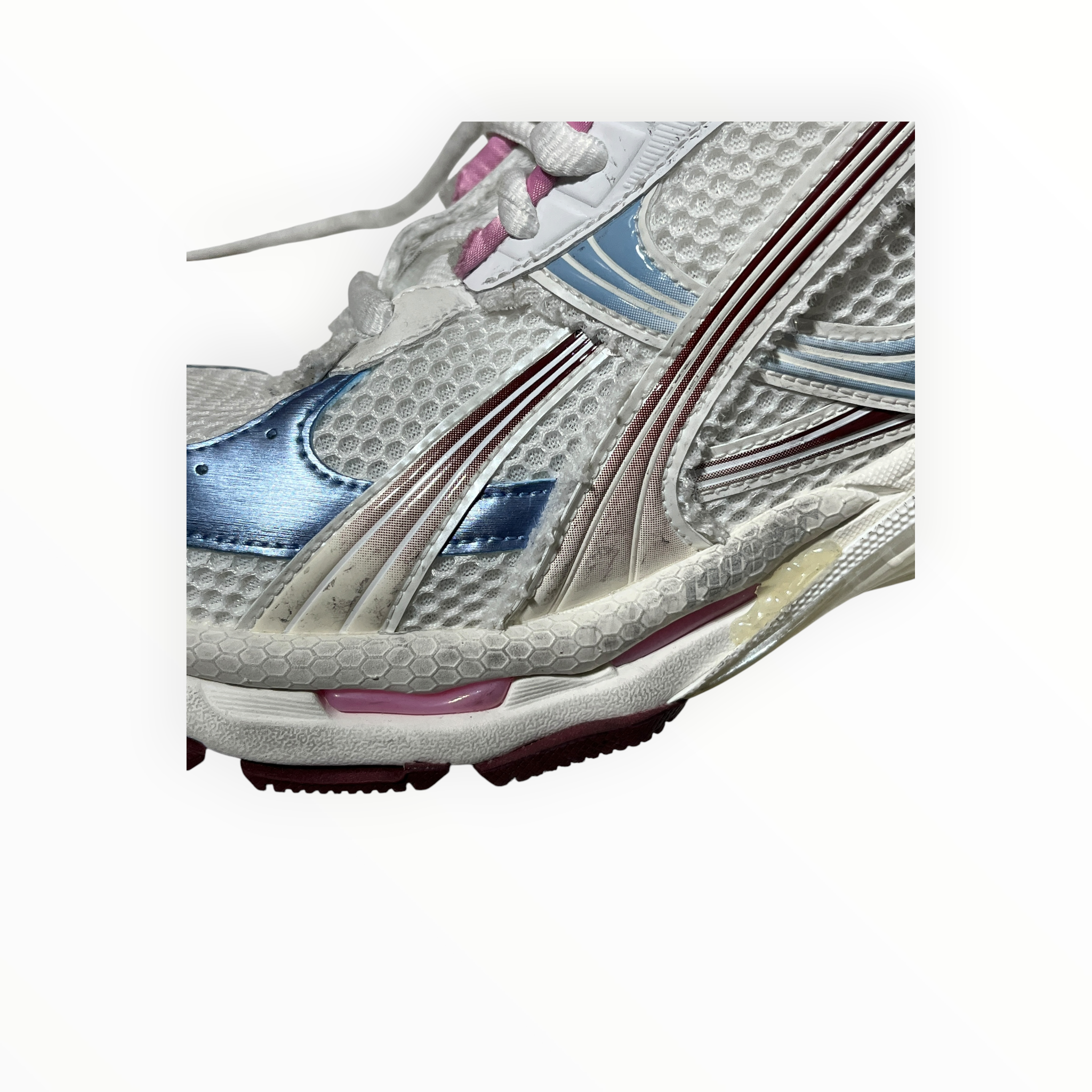 BALENCIAGA/Low-Sneakers/US 10/Leather/WHT/blue and pink runner gradient view 11