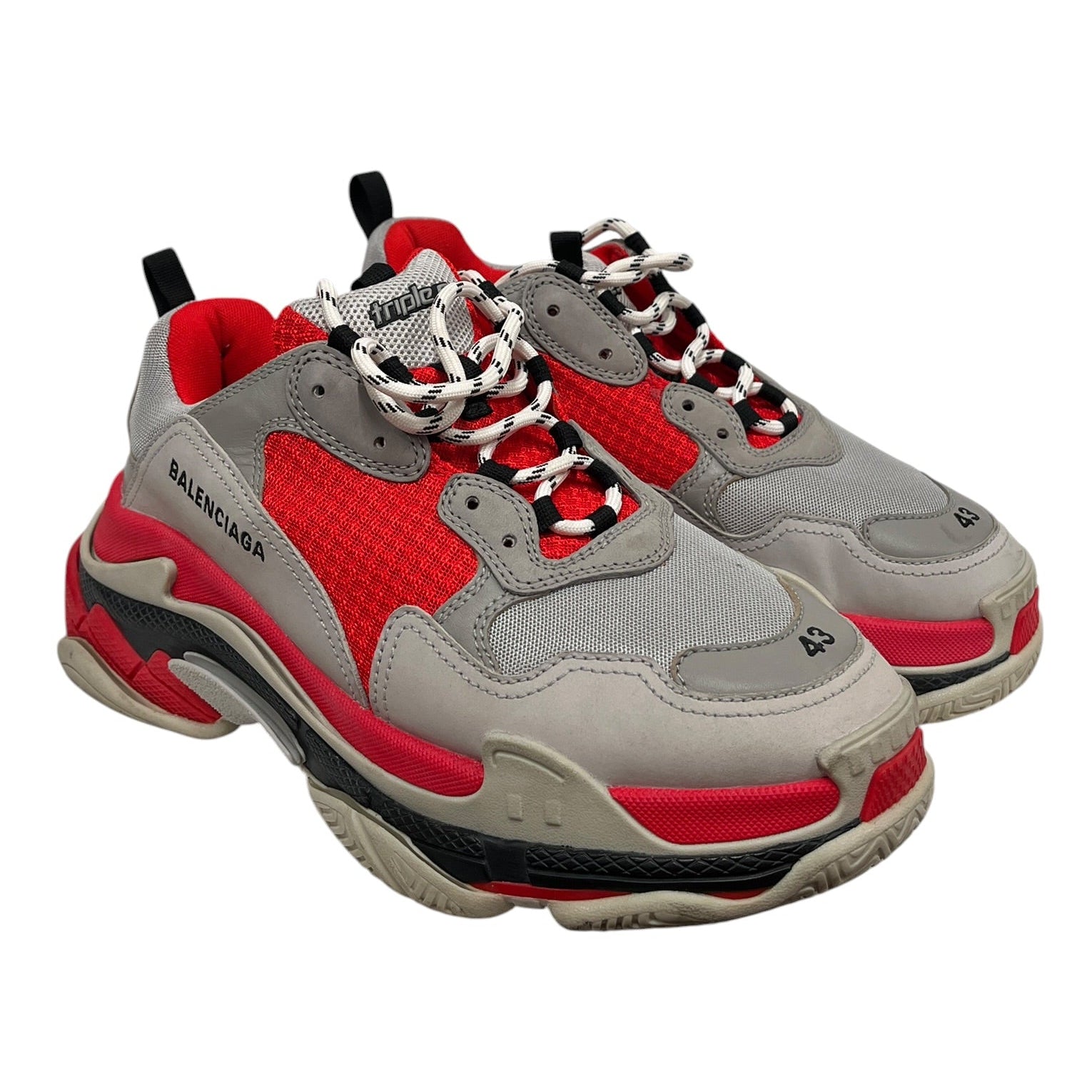 BALENCIAGA/Low-Sneakers/EU 43/GRY/TRIPLE S- GRAY RED view 1
