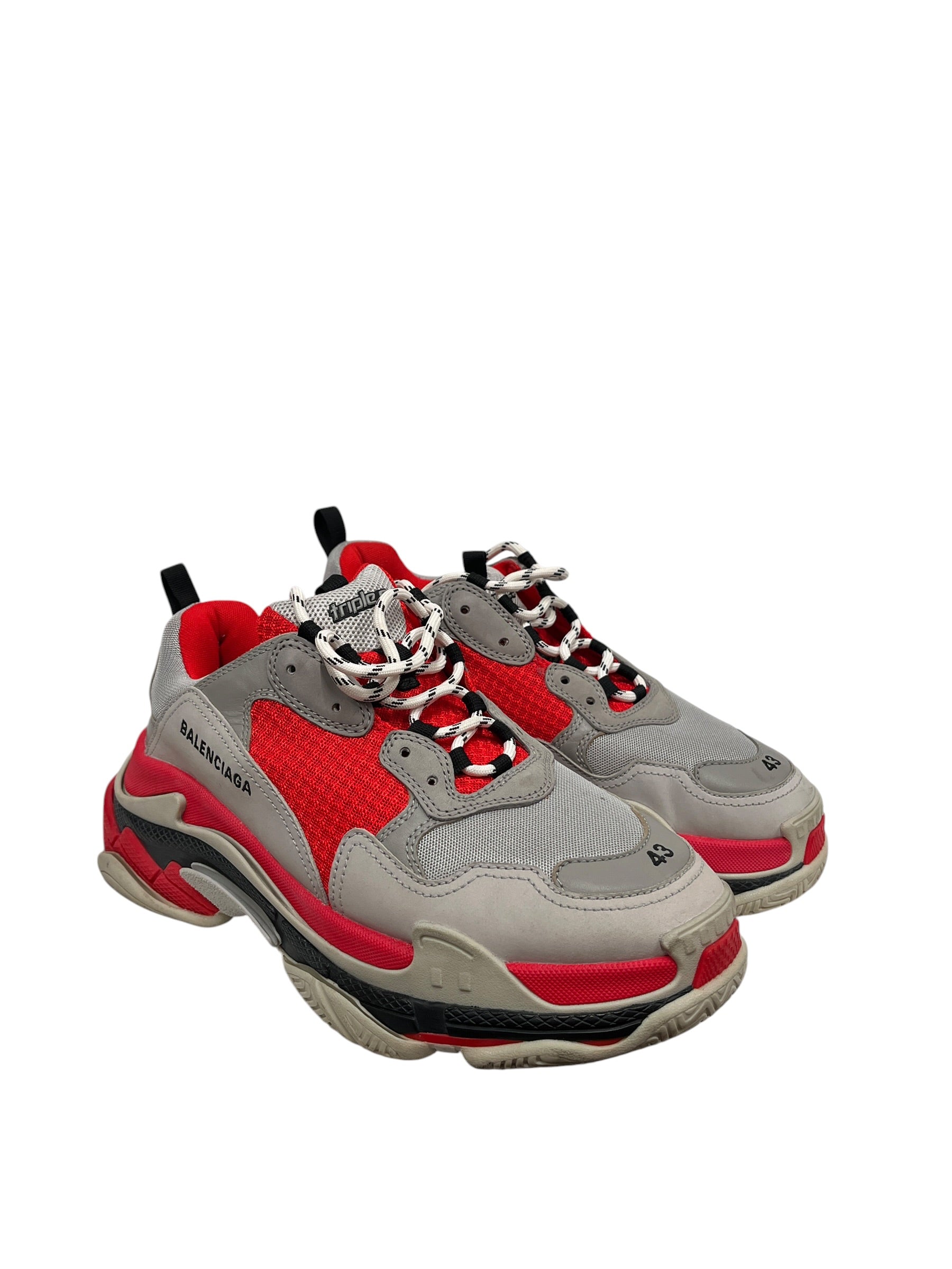 BALENCIAGA/Low-Sneakers/EU 43/GRY/TRIPLE S- GRAY RED view 1