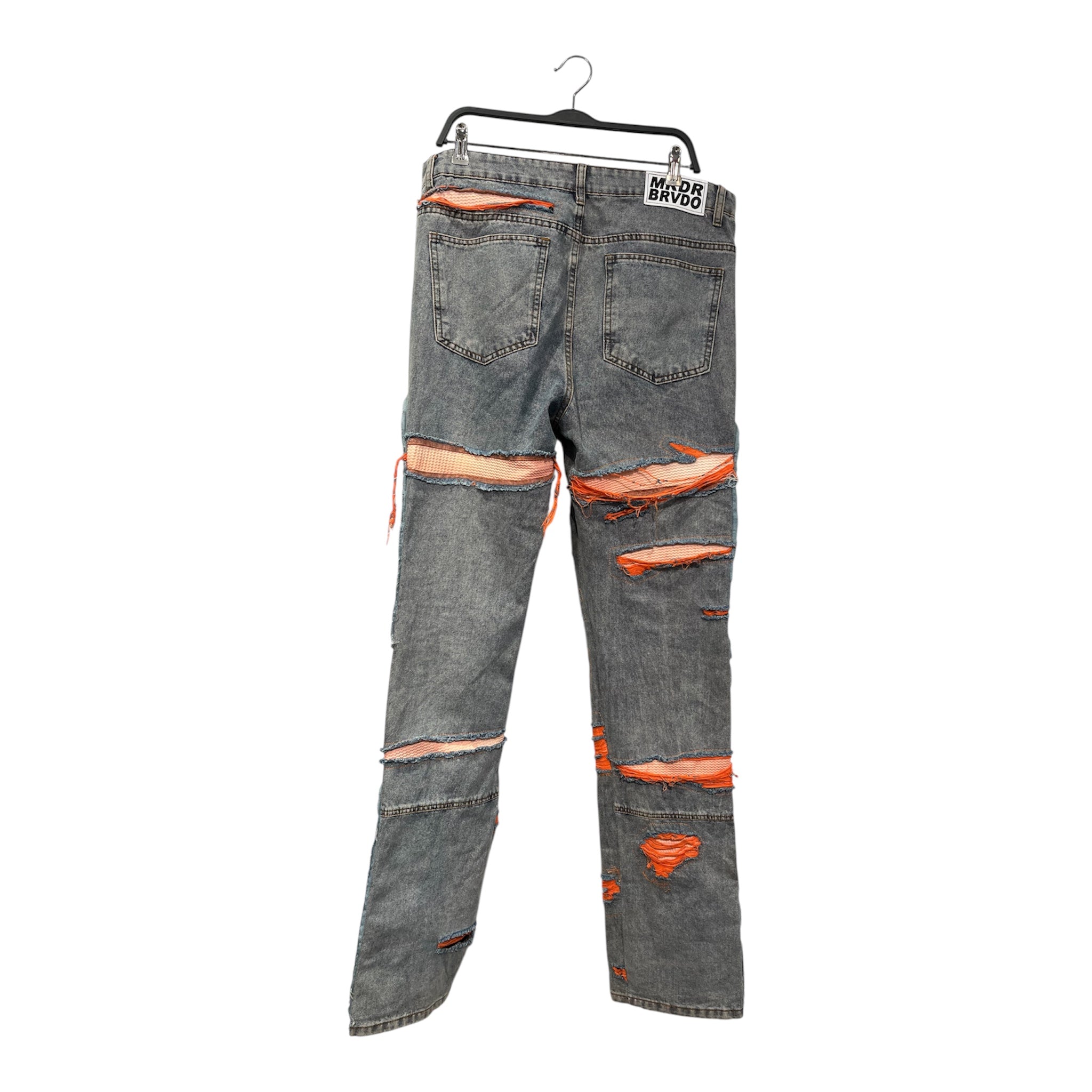 WHO DECIDES WAR/Straight Pants/36/Cotton/IDG/Button Fly/All Over Print/orange stained glass denim view 2