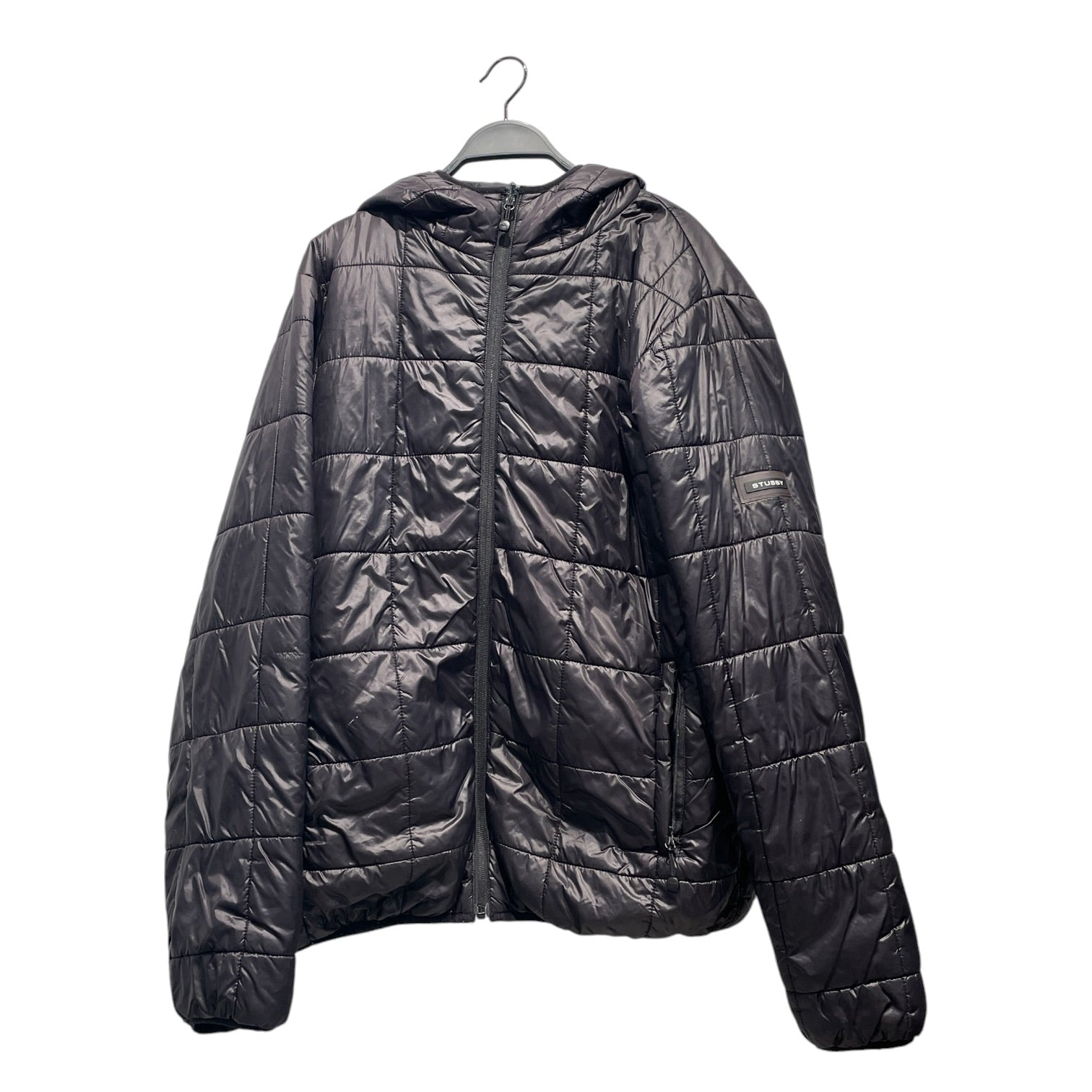 STUSSY/Puffer Jkt/L/Polyester/BLK/reversible puffer skull inside view 1