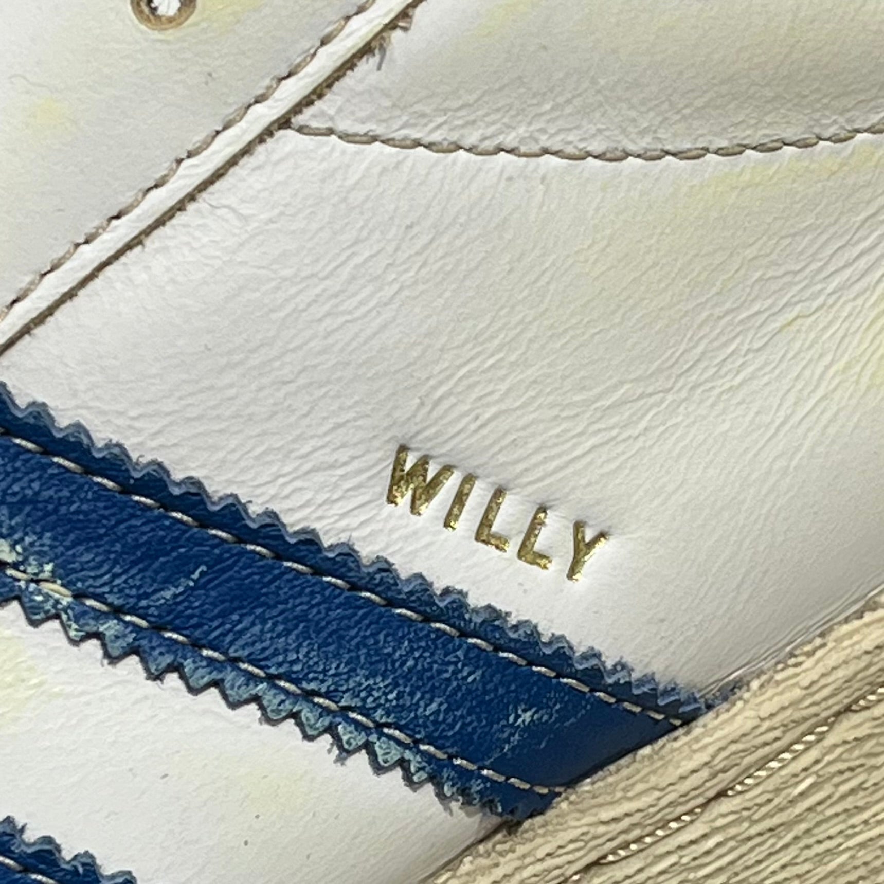 WILLY CHAVARRIA/adidas/Low-Sneakers/US 9/Leather/WHT/blue stripes yellow tint view 8